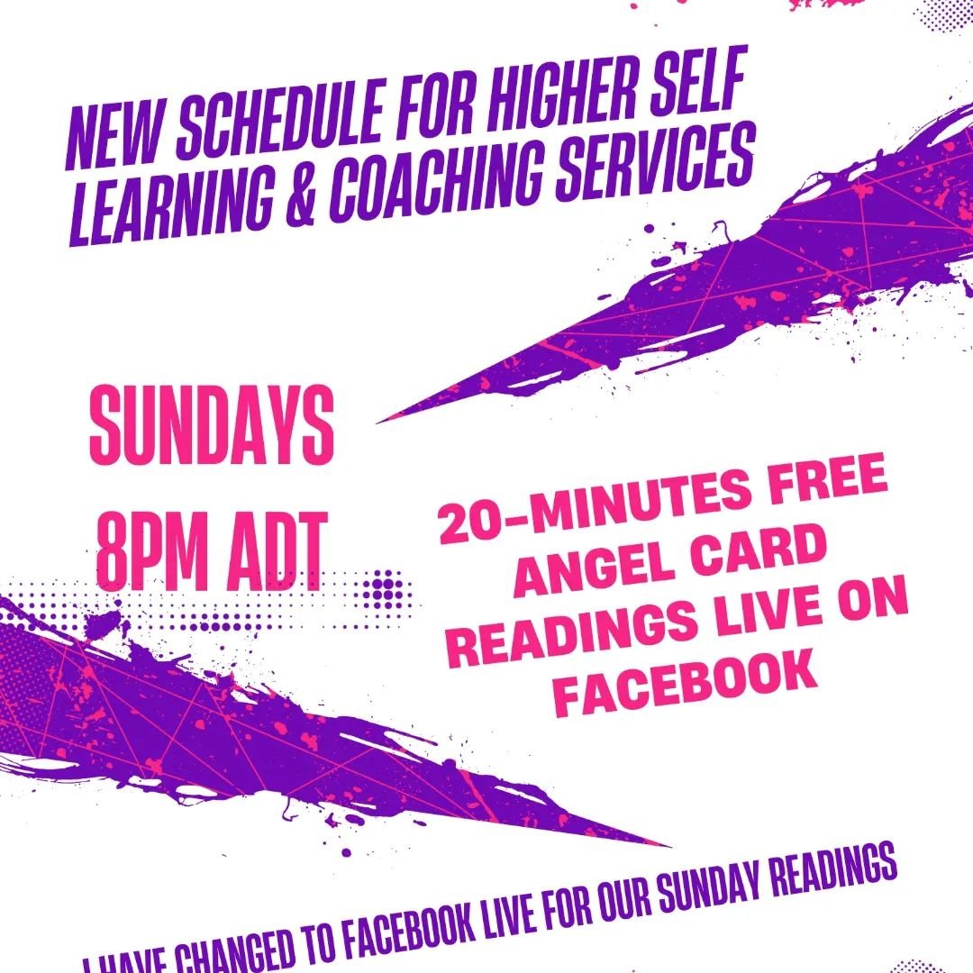 Join me for 20 minute angel oracle reading live on facebook every Sunday at 8pm ADT. Receive weekly intuitive channeled messages with Laurie using Oracle and tarot cards.