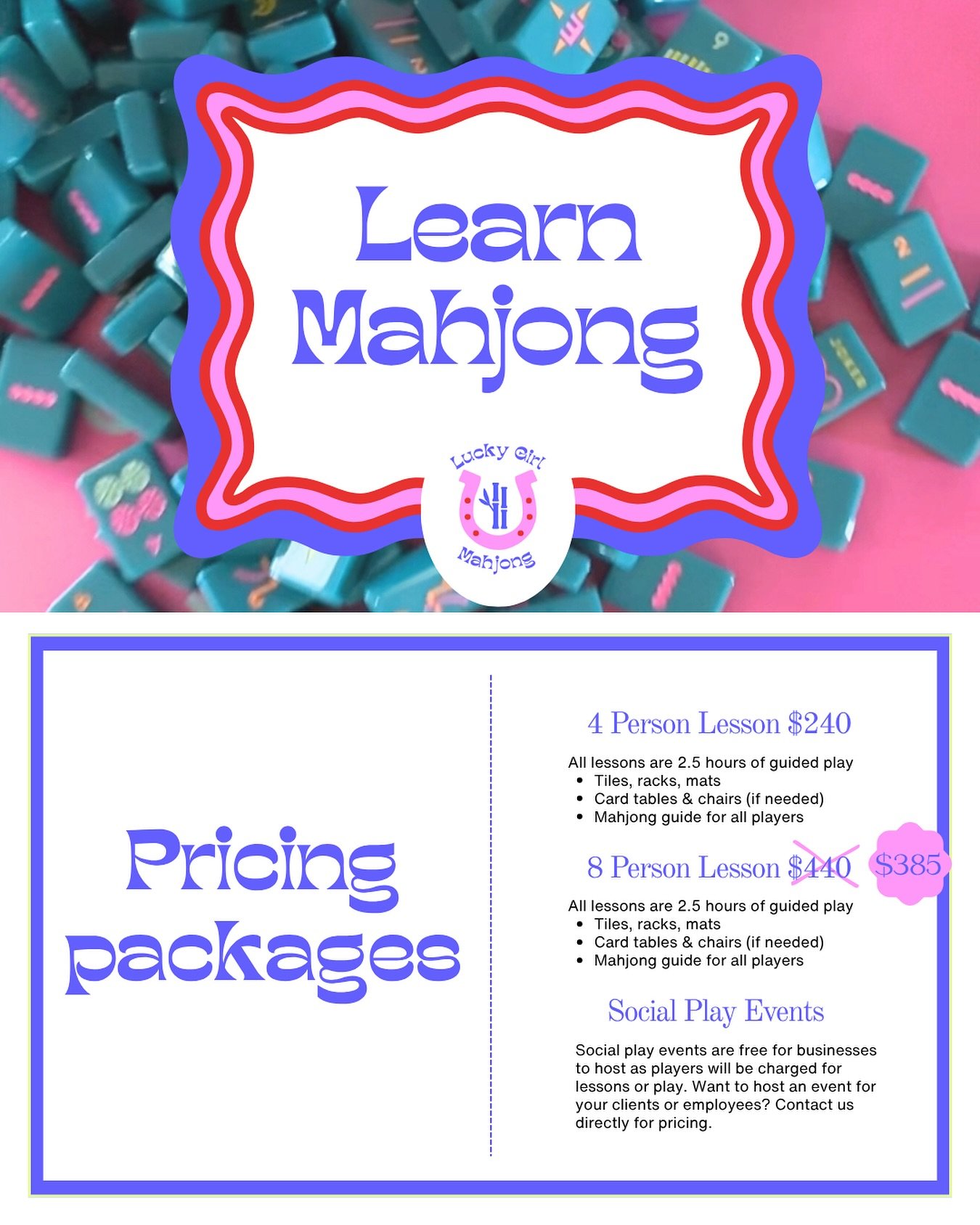💗🪩SPECIAL: Host a party of 8 or more players and the hostess is free! 

Ready to learn how to play Mahjong or schedule a social play at your business? Go to our link in bio! 

Yukon, OK Mahjong
Mustang, OK Mahjong 
Newcastle, OK Mahjong