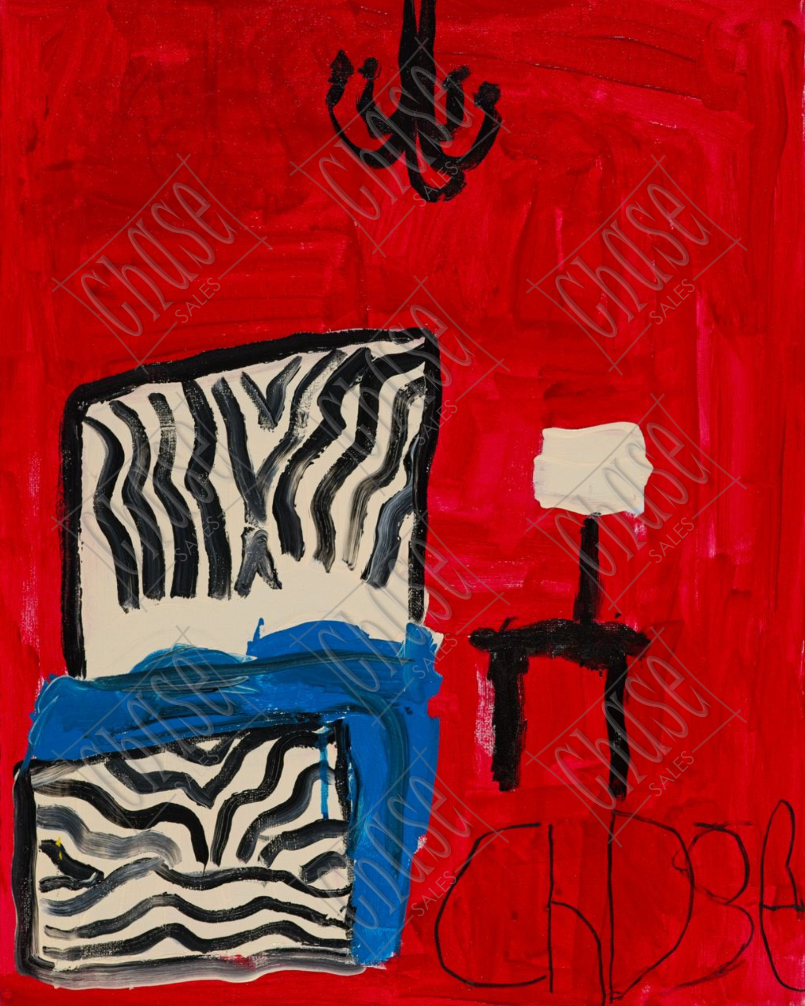 Zebra Print Bed (16x20) - Painted 6/23/2023 - ORIGINAL: Available - PRINTS: Available