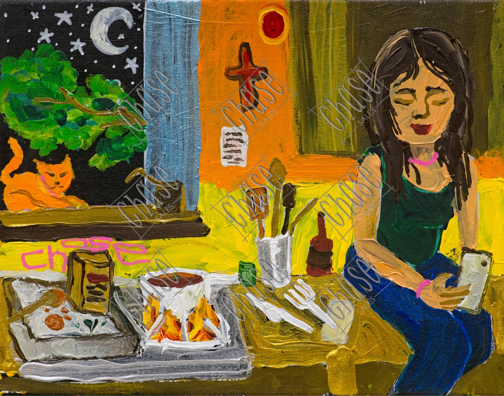 LoFi Girl Dinner (11X14) - Painted 8/1/2025 - ORIGINAL: Available - PRINTS: Available 