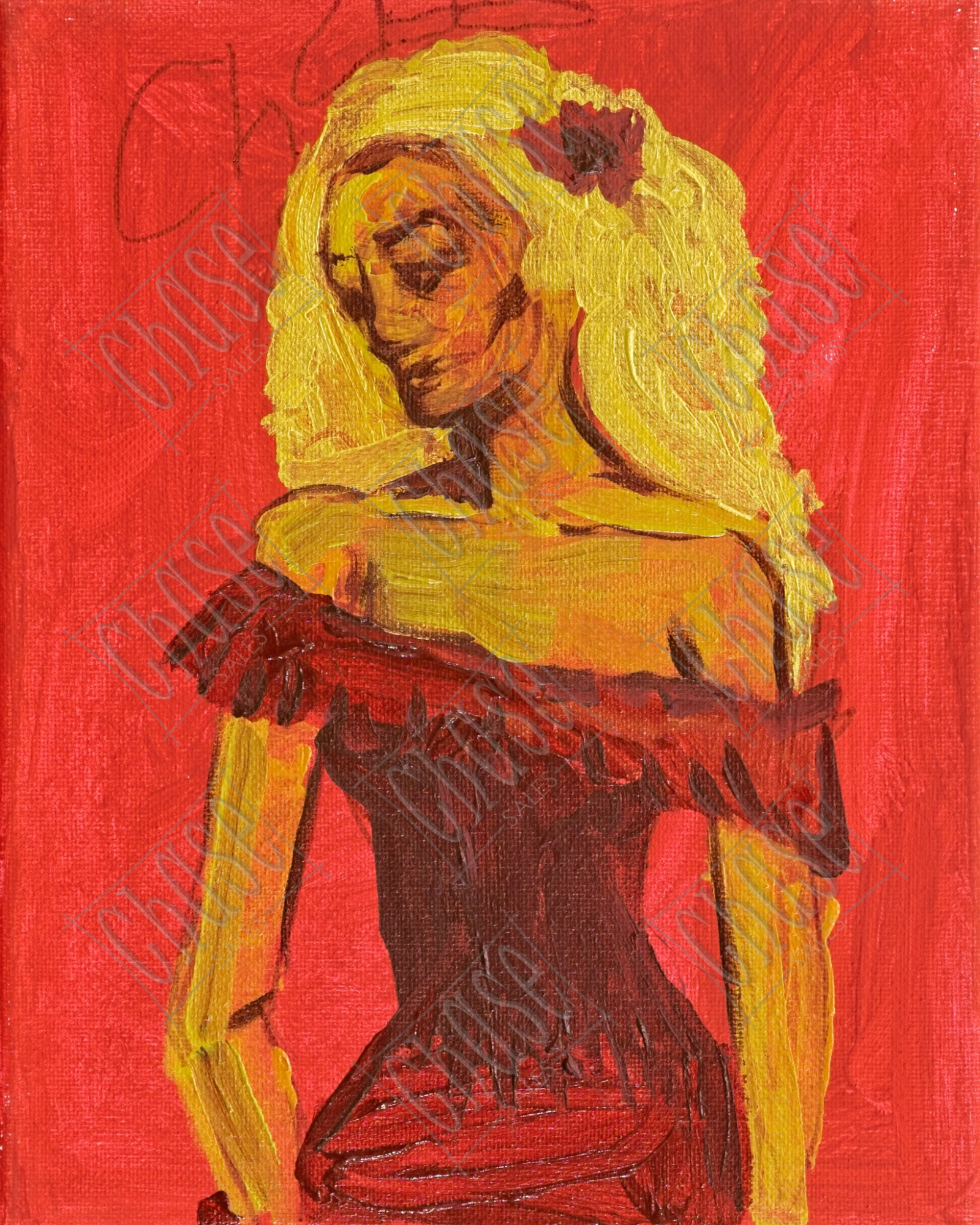 Spanish Set: Lady in Red (8x10) - Painted 1/3/2025 - ORIGINAL: Available - PRINTS: Available