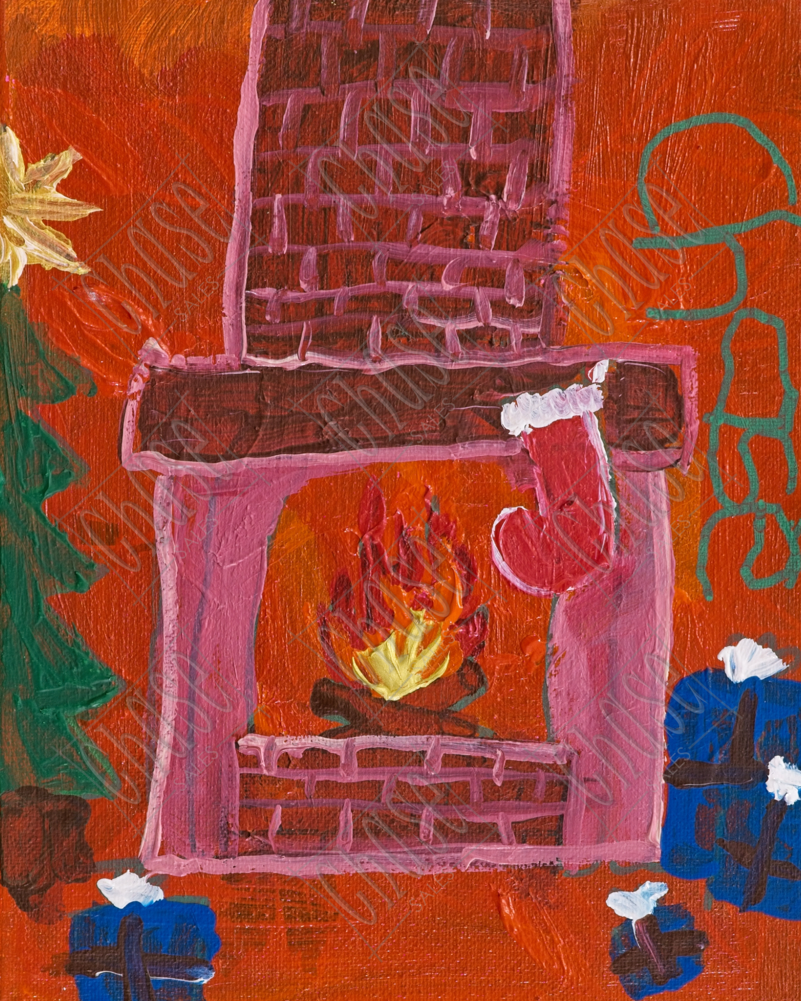 Christmas Chimney (8x10) - Painted 12/6/2024 - ORIGINAL: Available - PRINTS: Available