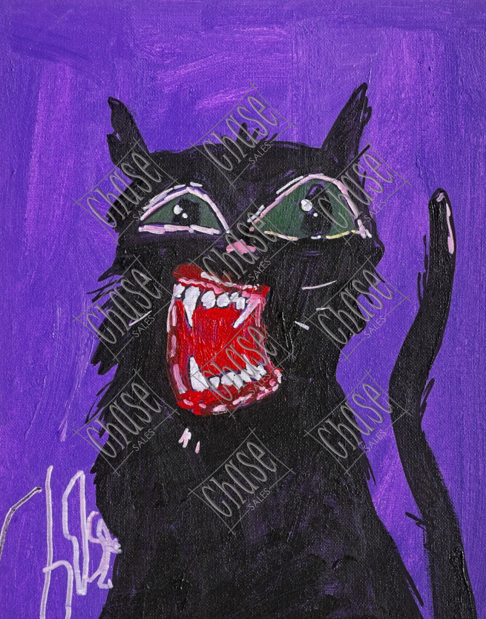 Furry Fangs: Black (11x14) - Painted 7/18/2025 - ORIGINAL: Available - PRINTS: Available