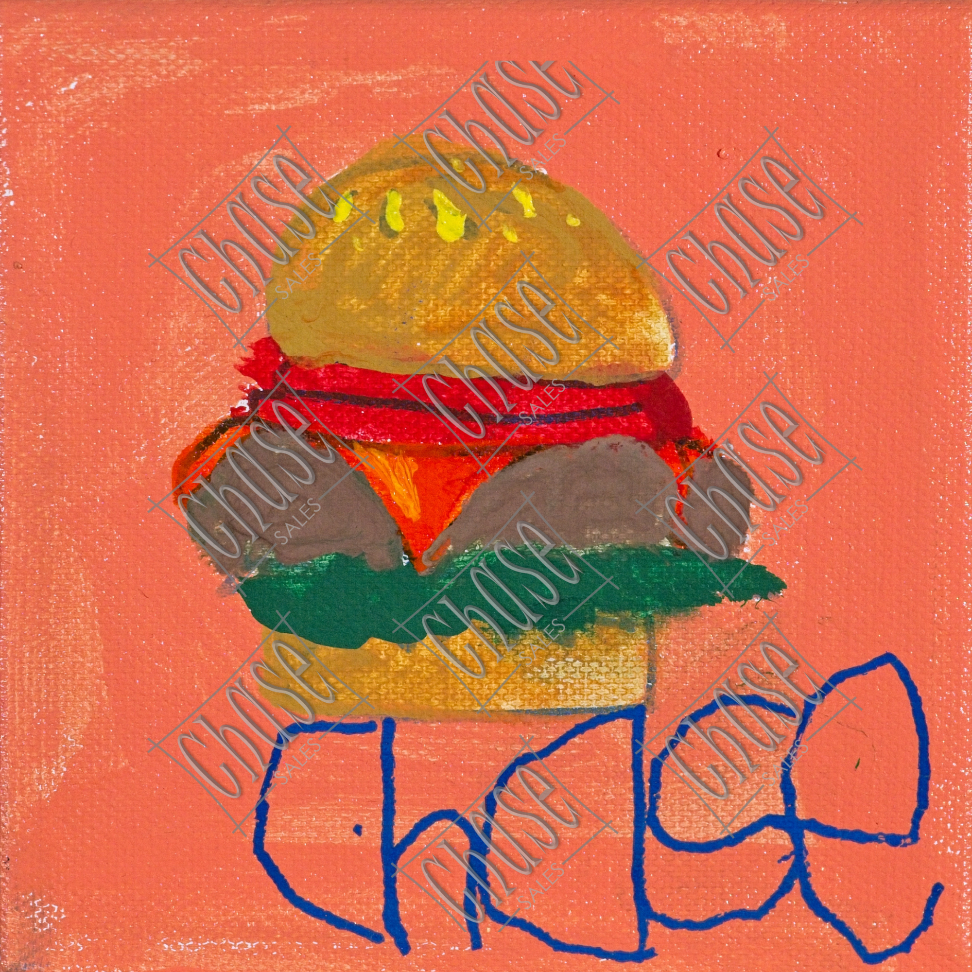 Mini Burger (5x5) - Painted 9/12/2024 - ORIGINAL: Available - PRINTS: Available
