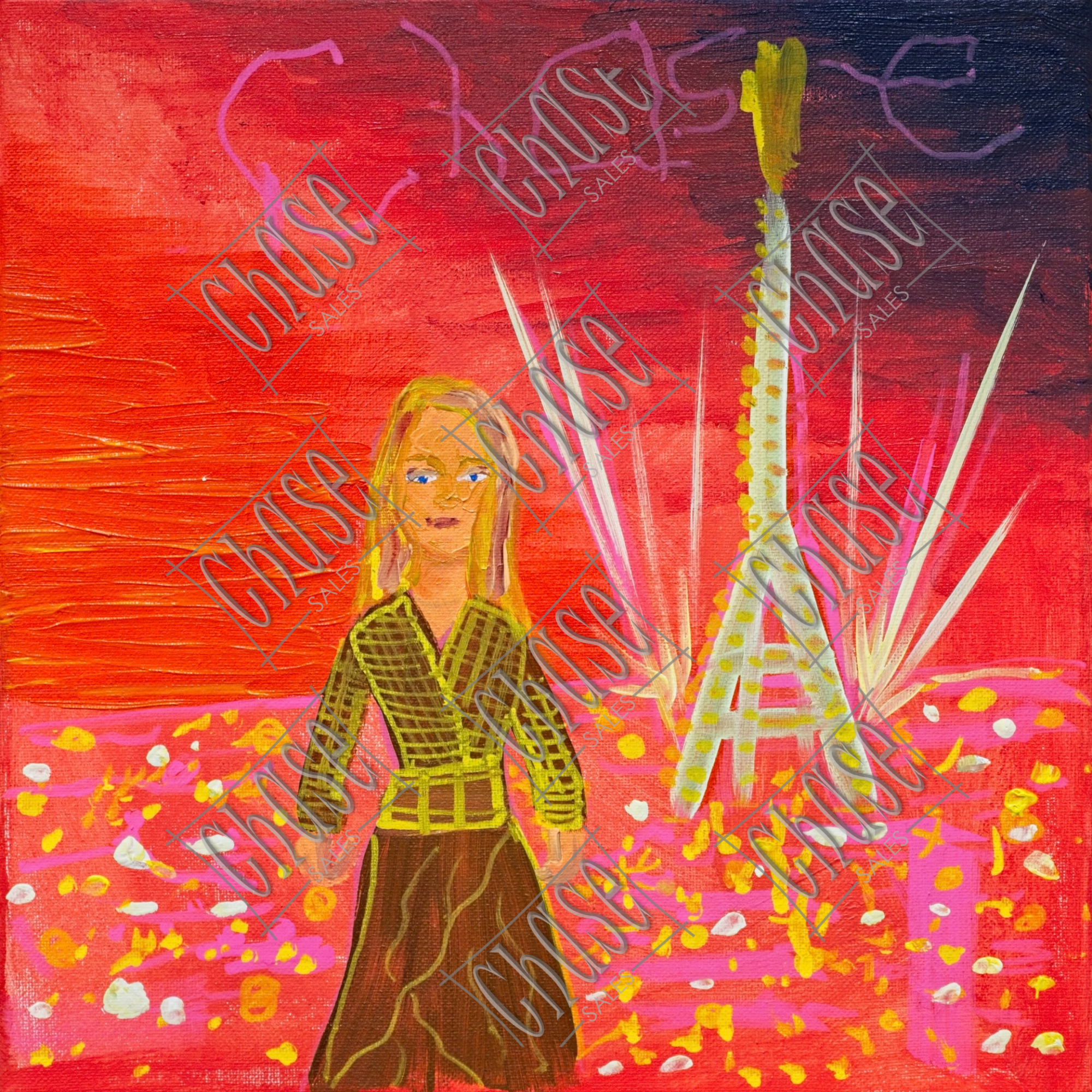 Moonlight Series: Together In Paris (10x10) - Painted 9/5/2025 - ORIGINAL: Available - PRINTS: Available