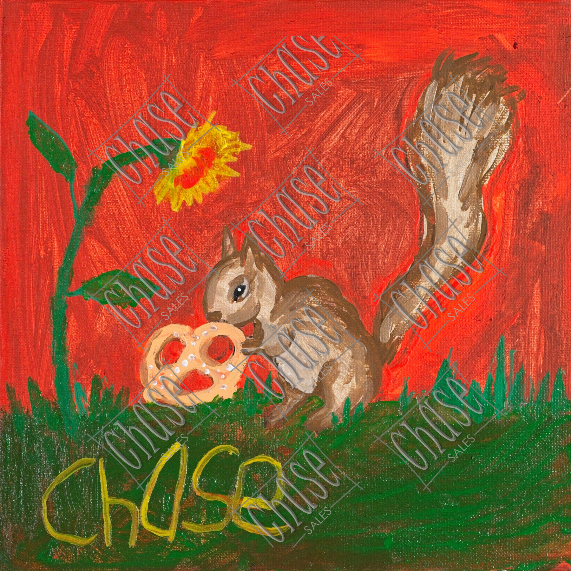 Pretzel Squirrel (12x12) - Painted 10/18/2024 - ORIGINAL: Available - PRINTS: Available