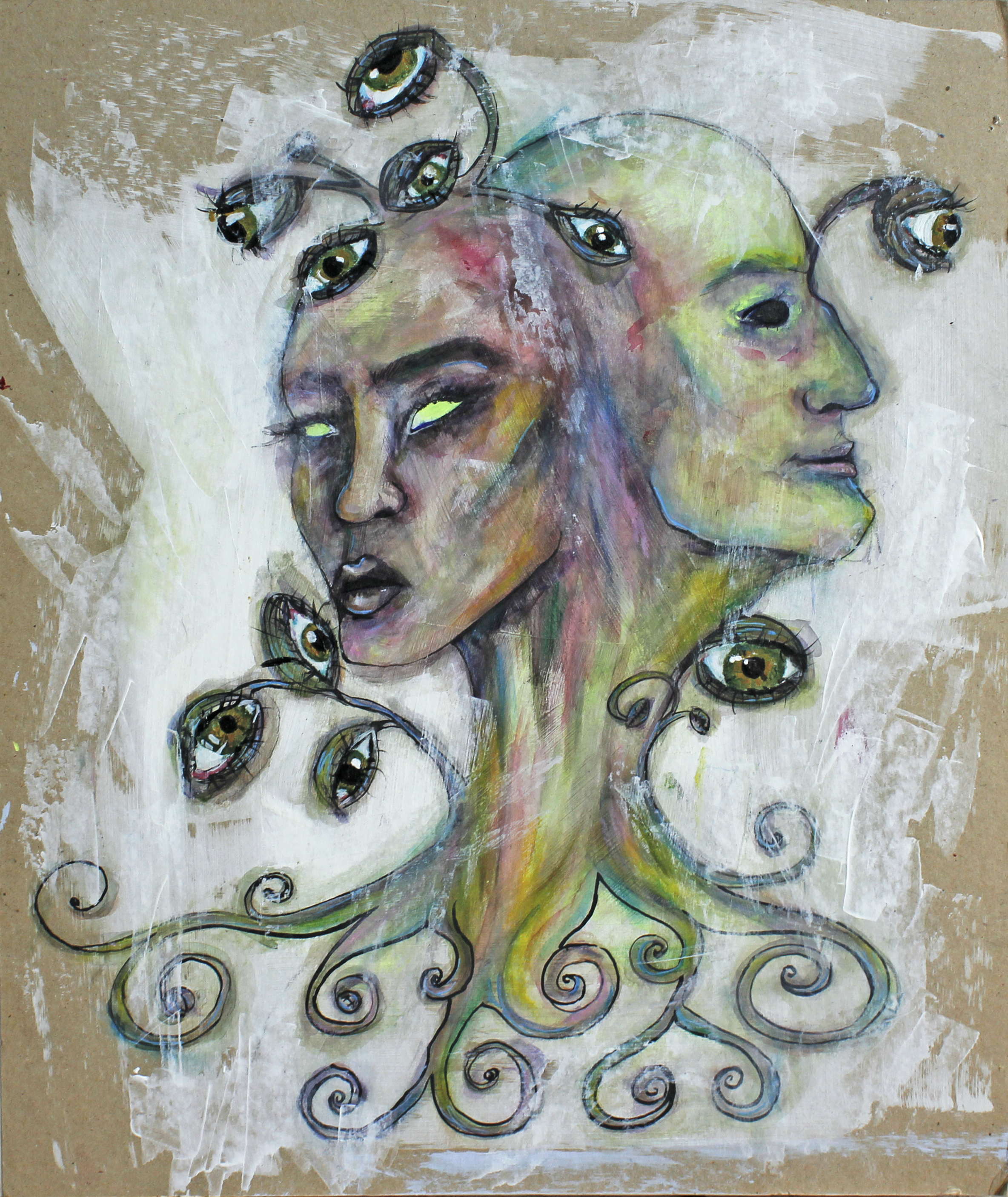 Bust with two heads facing different angles