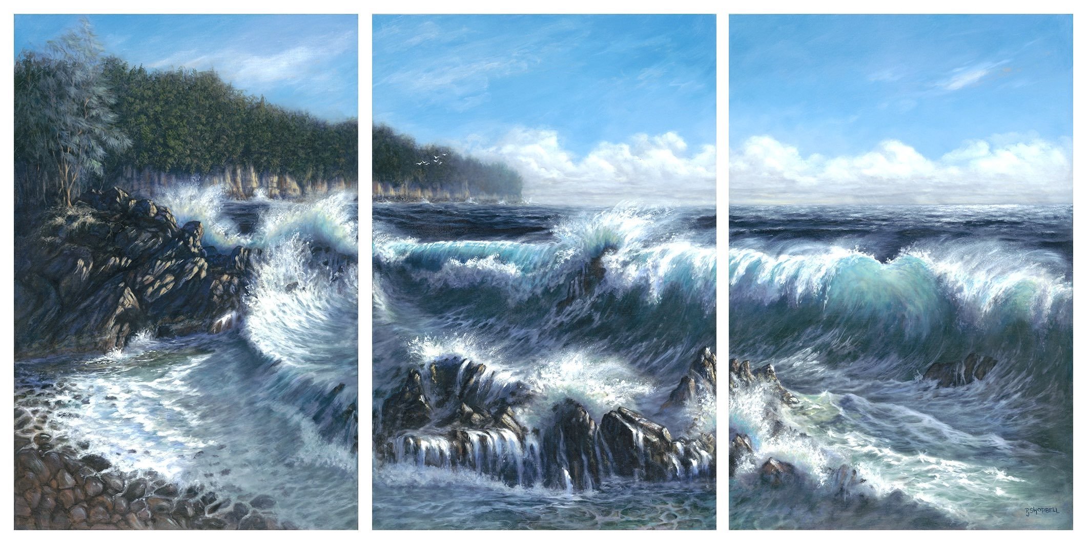 Laupahoehoe Point
Oil on Gallery Wrap Canvas - Triptych
72" x 36" x .75"