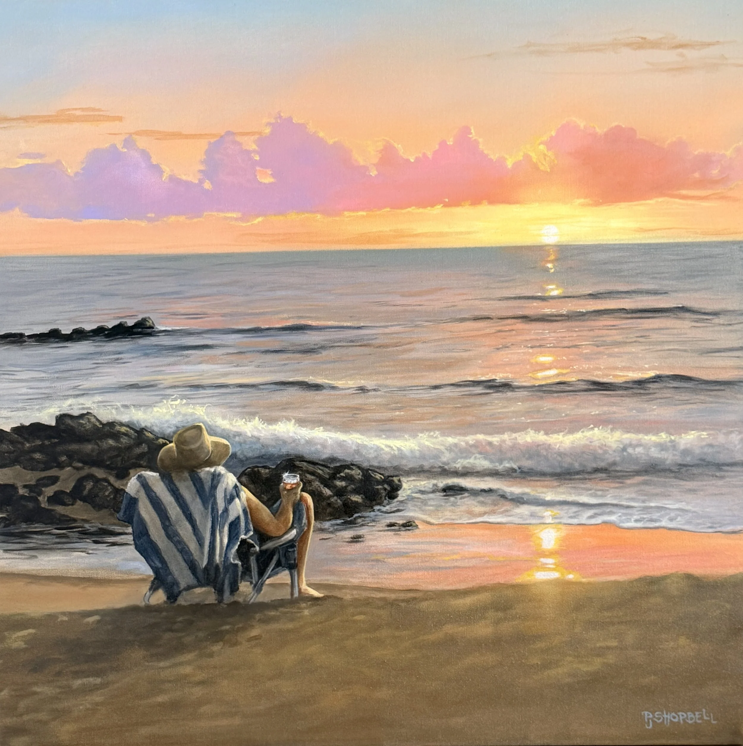sunset, beach, beach chair, ocean, Hawaii