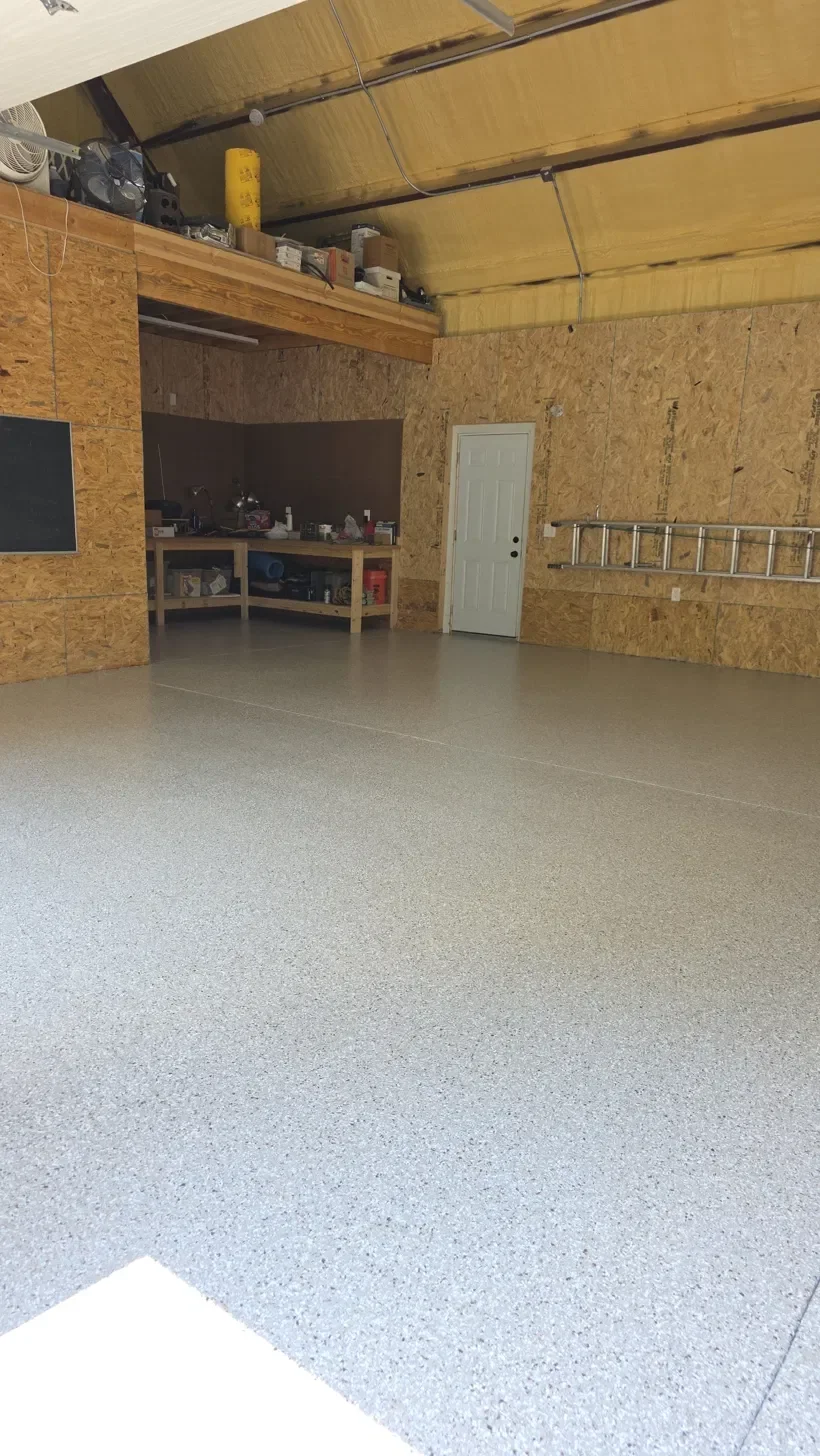 Same walkway and patio finished with a decorative flake coating