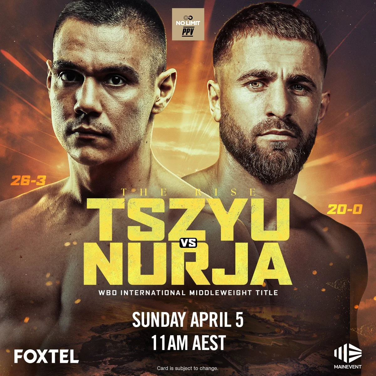 Tim Tszyu v Denis Nurja WBO International Super Middleweight Title