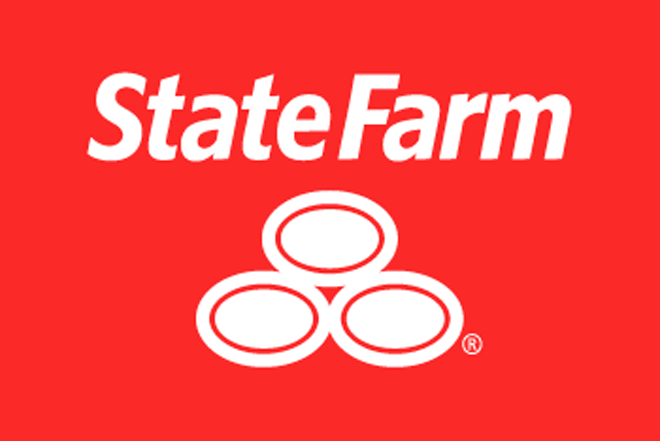 State Farm insurance logo on a red background, client brand featured by BNelly Photography.