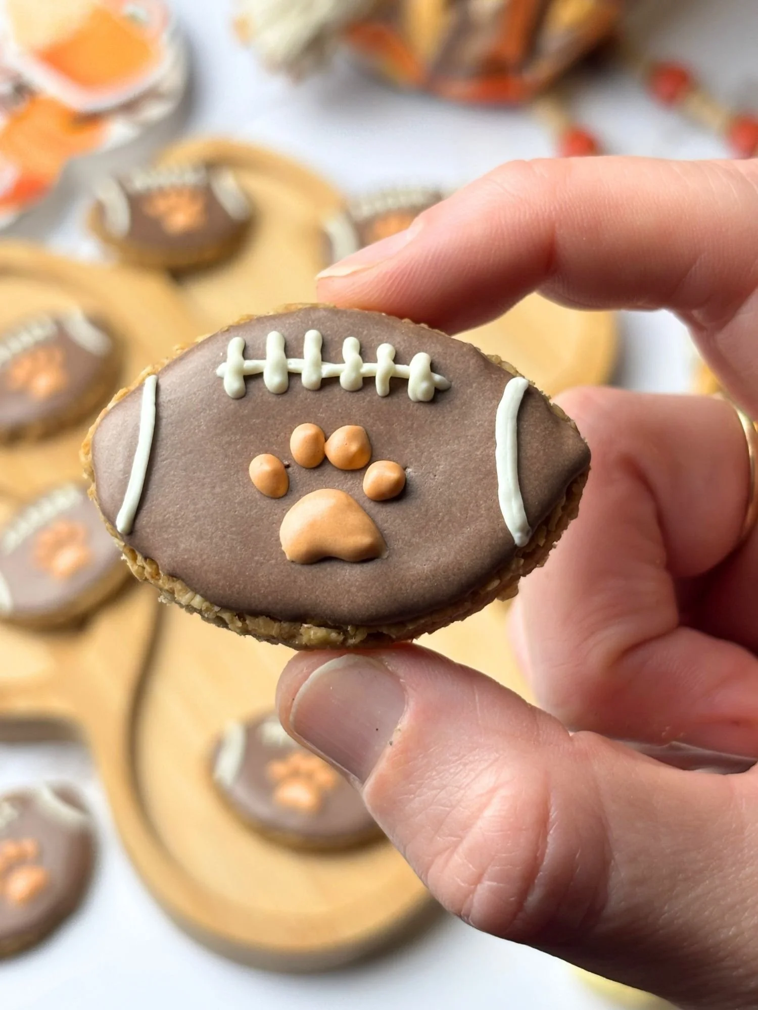 Pooch Kingdom Game Day Pawball Dog Cookies close-up detail