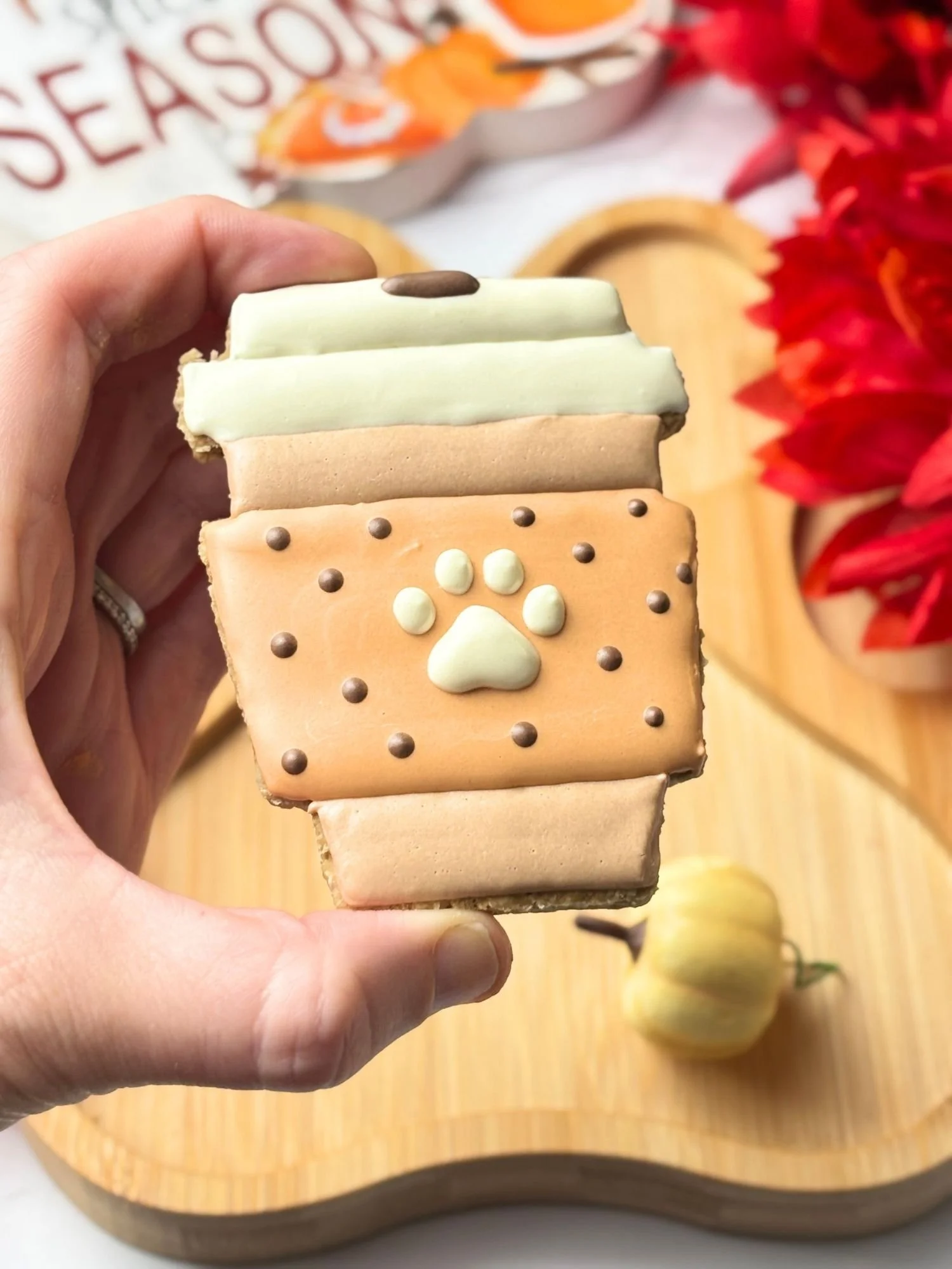 ch Kingdom Pumpkin Spice Pup Cup Dog Cookie close-up detail