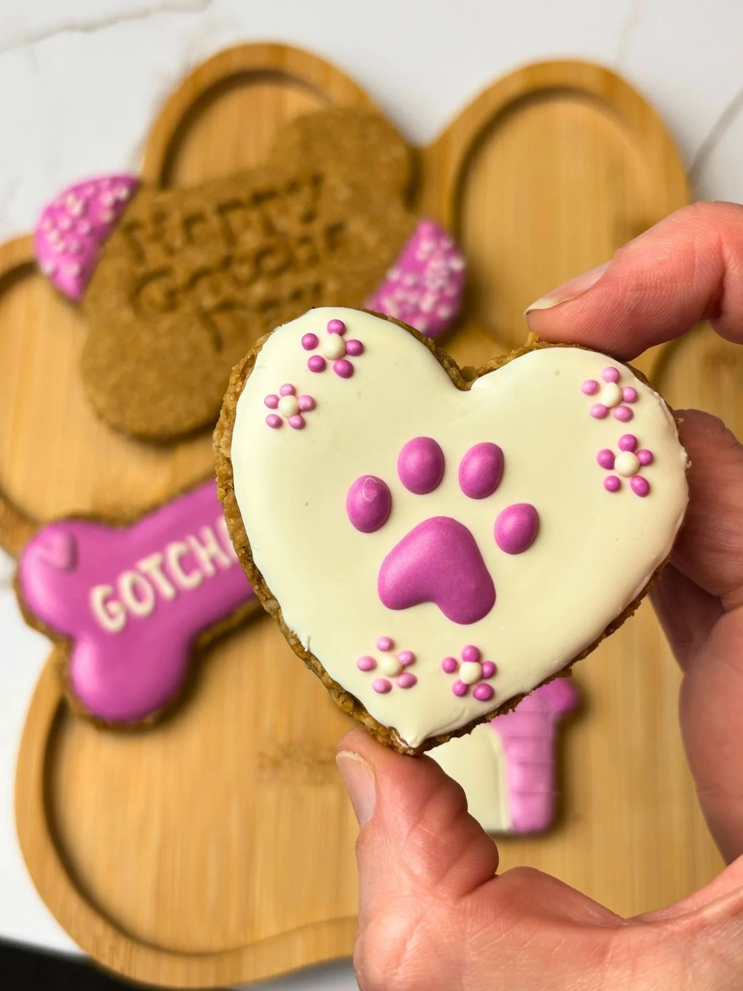 Pooch Kingdom Gotcha Day Dog Cookies heart shape detail