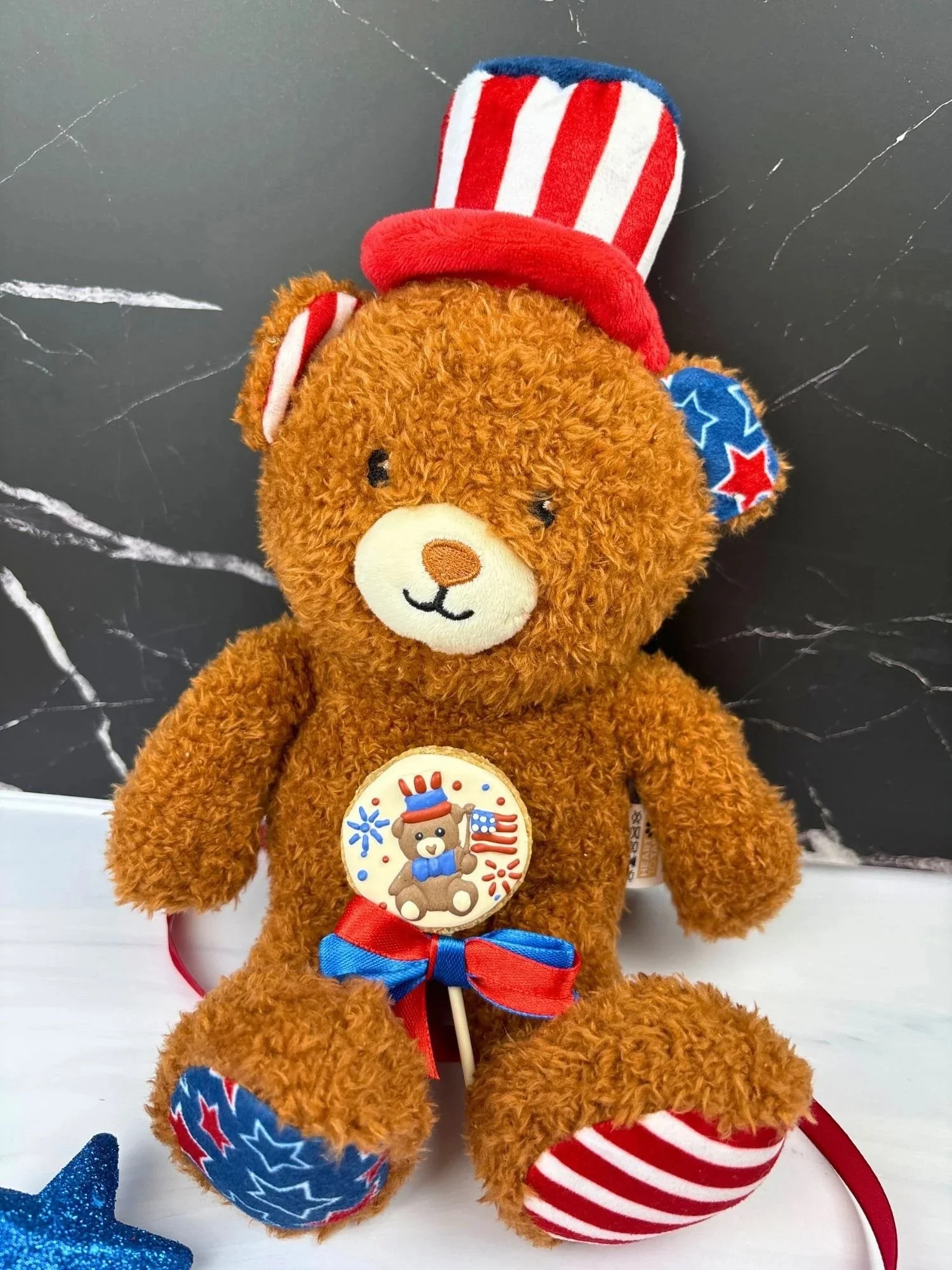 Patriotic Teddy & Dog Cookie Pop Gift