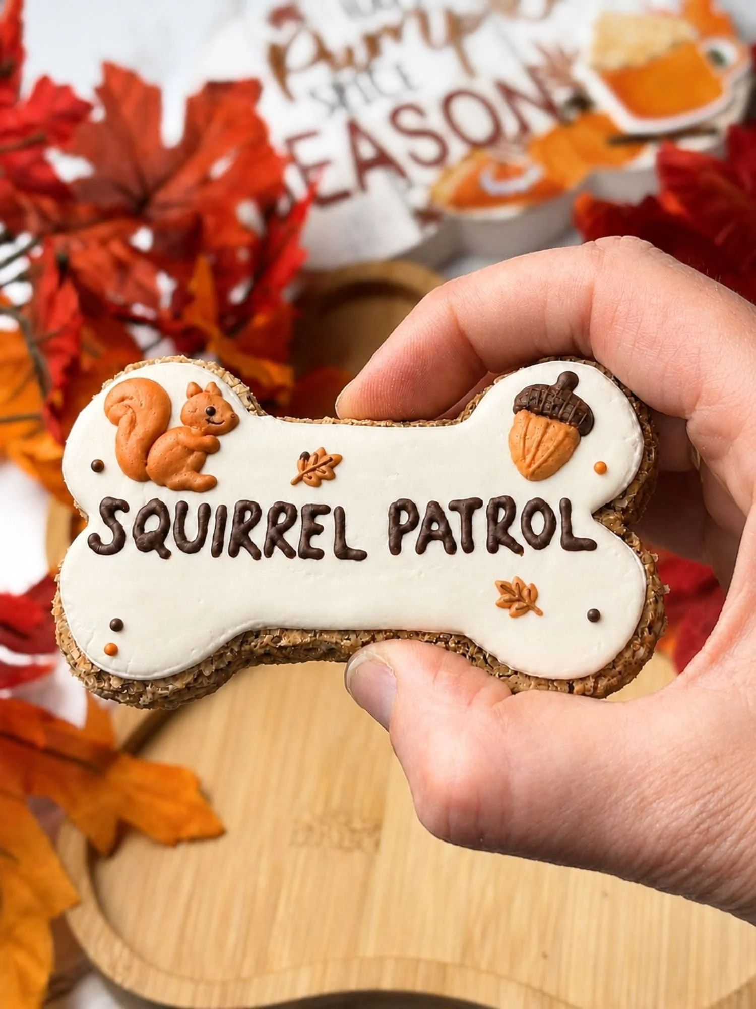 Squirrel Patrol Fall Dog Cookie