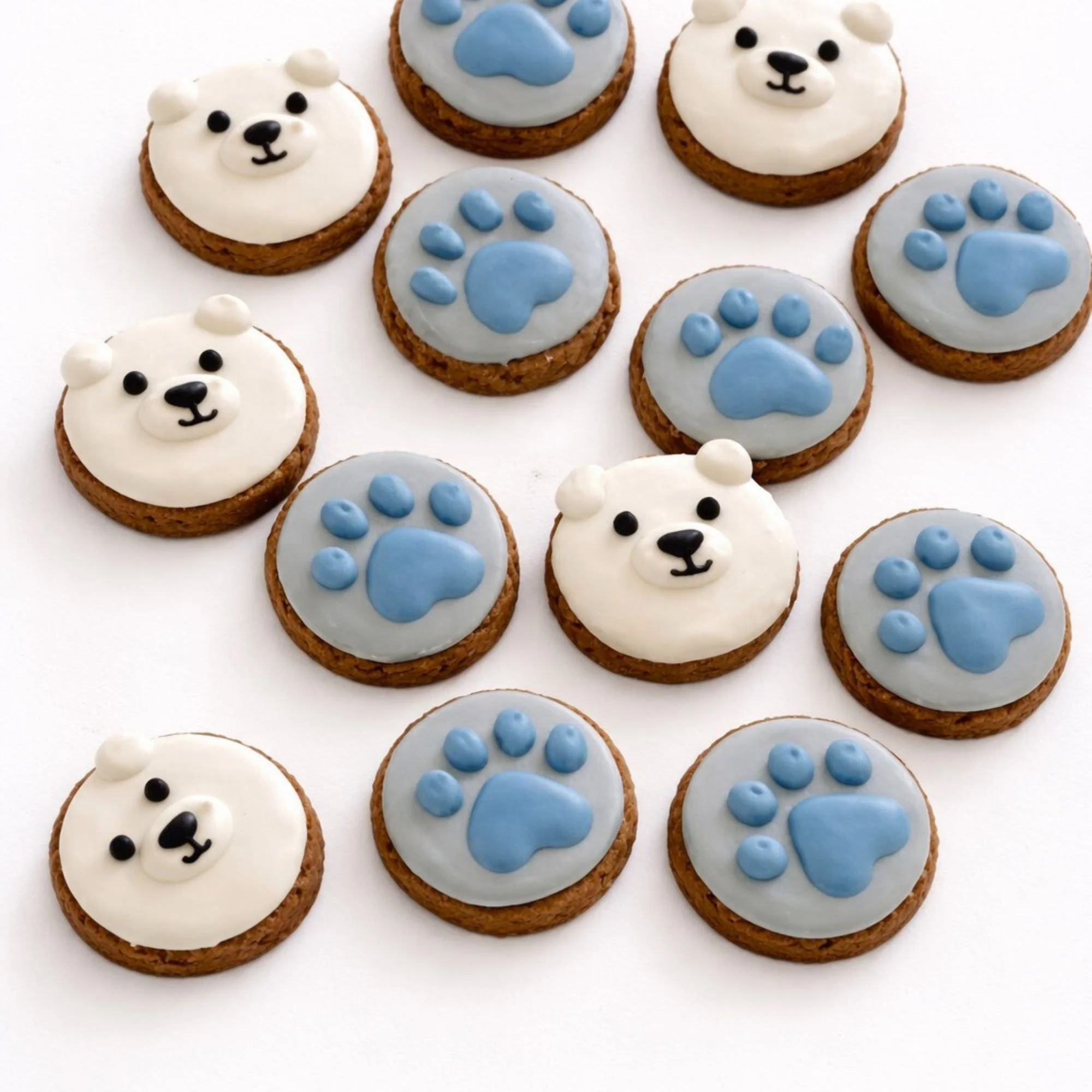 Mini Polar Bear & Paw Dog Cookies – 1.5-Inch Handmade Treats