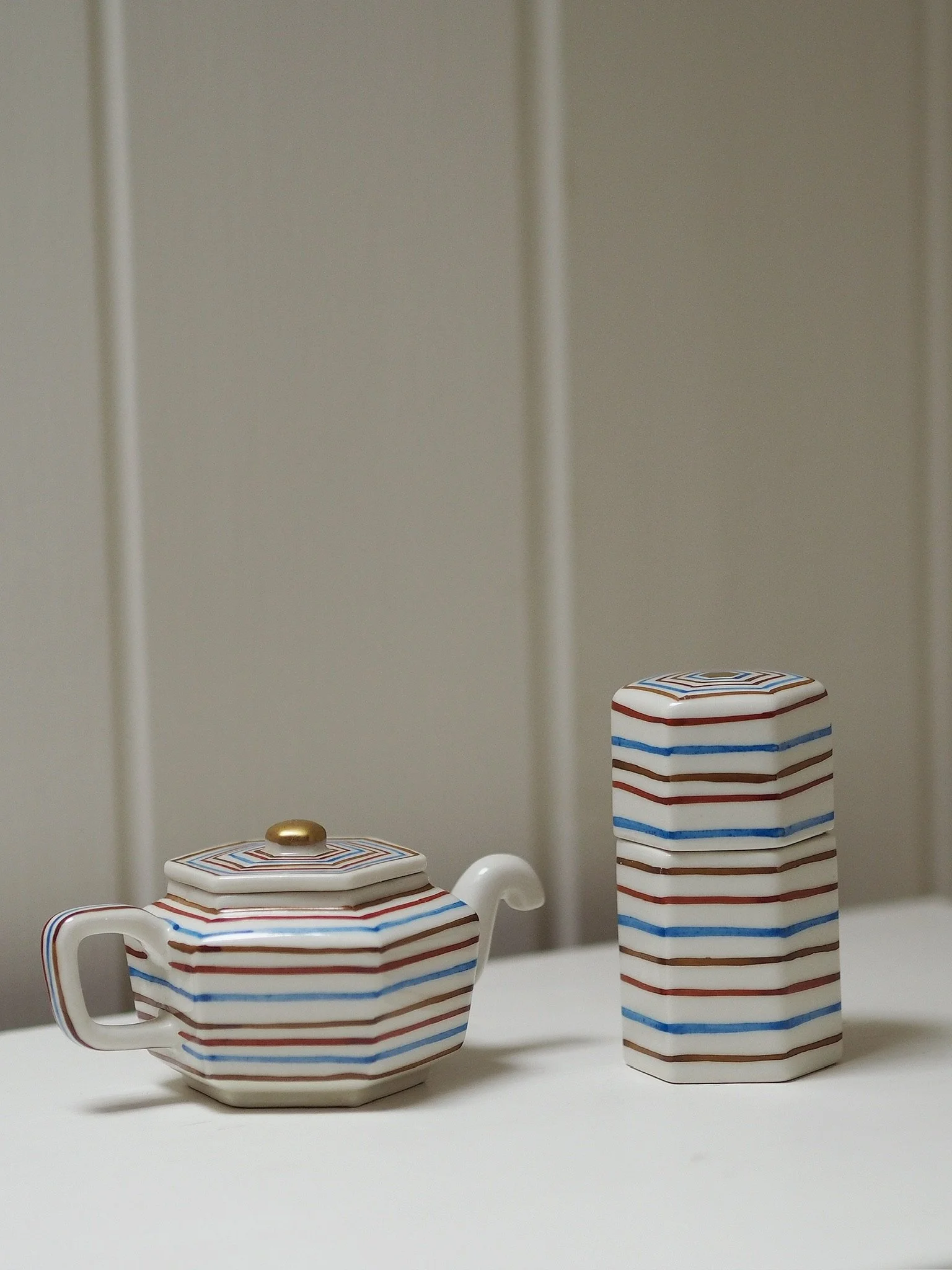Striped Teapot & Container