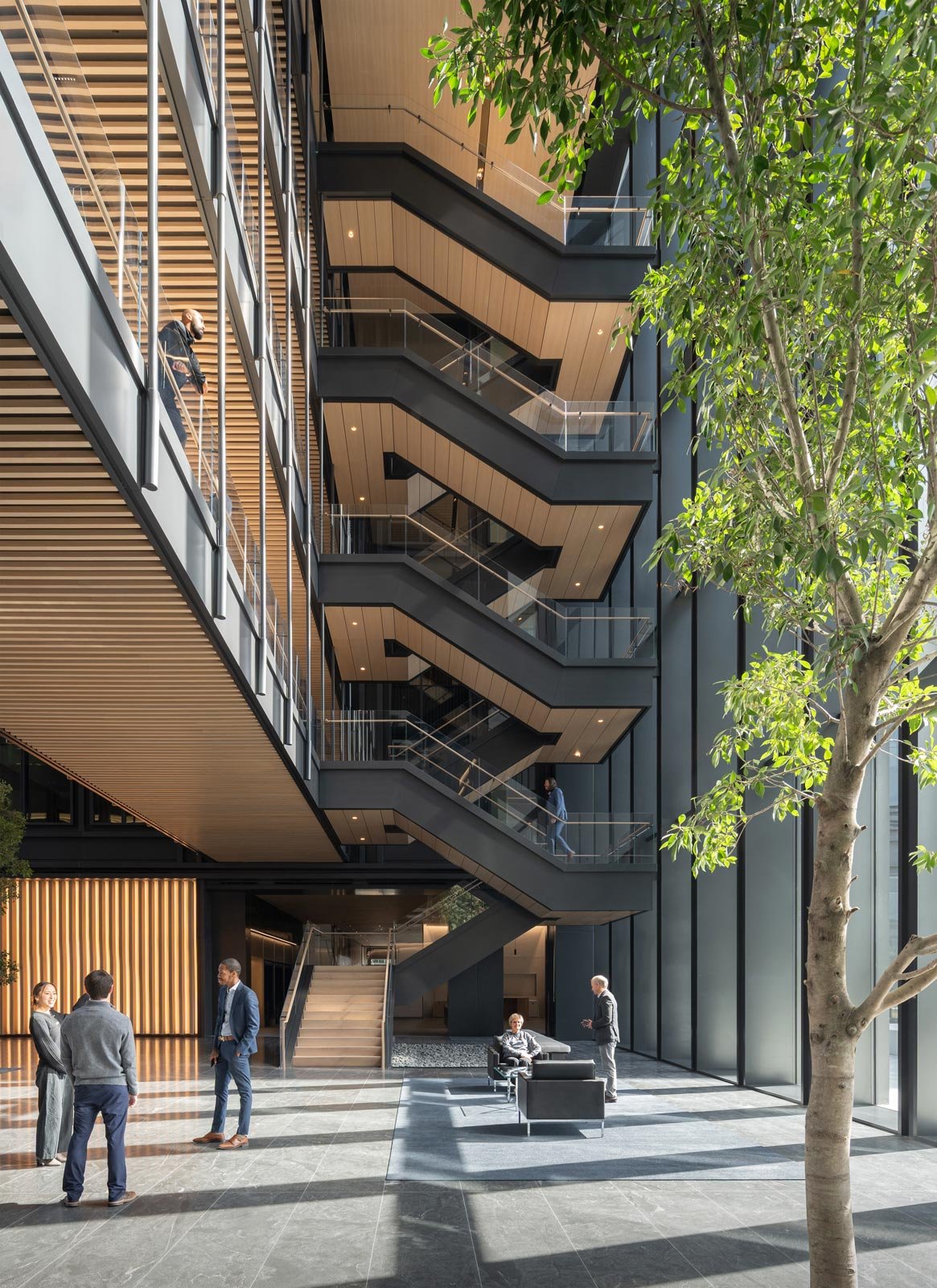 t rowe price hq, t rowe baltimore, t rowe price lobby, t rowe price feature stair, t rowe price kpf, kpf baltimore, kpf t rowe, t rowe interior