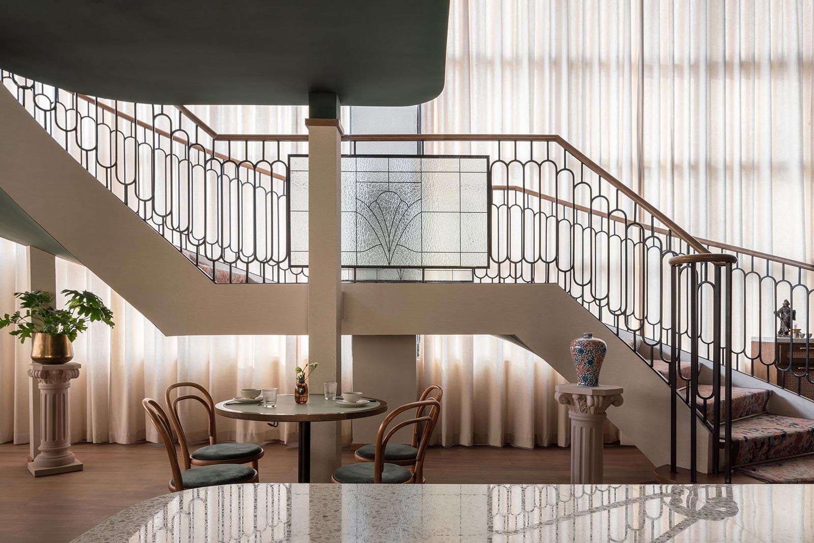 yilong shanghai restaurant feature stair detail brandworks interiors