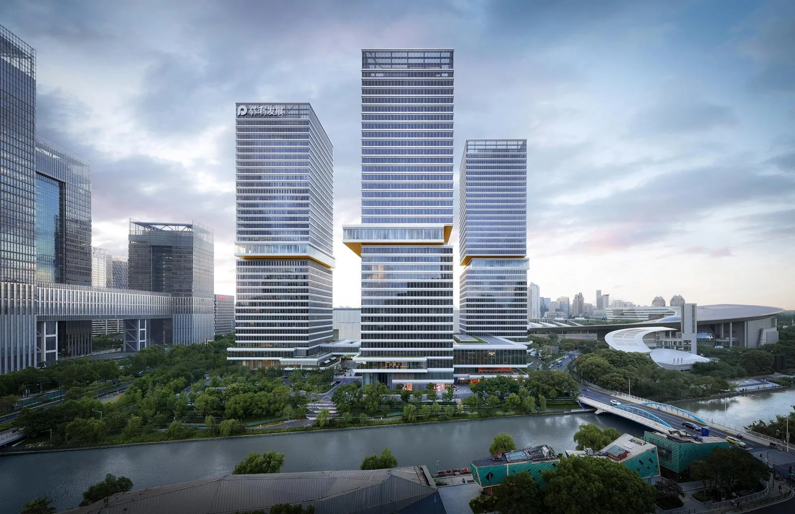 huamu lot 10 blue hour aerial kohn pedersen fox shanghai