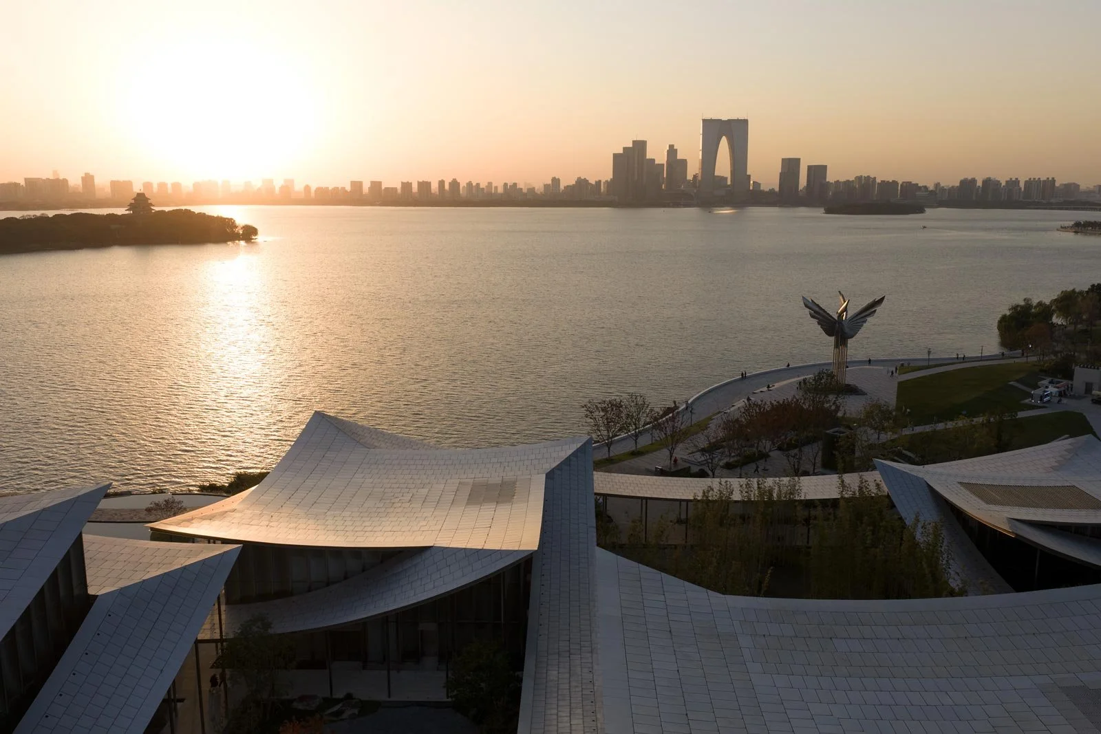 suzhou museum big, suzhou museum of contemporary art, suzhou moca, suzhou moca big, big suzhou, bjarke ingels suzhou, aerial museum photography