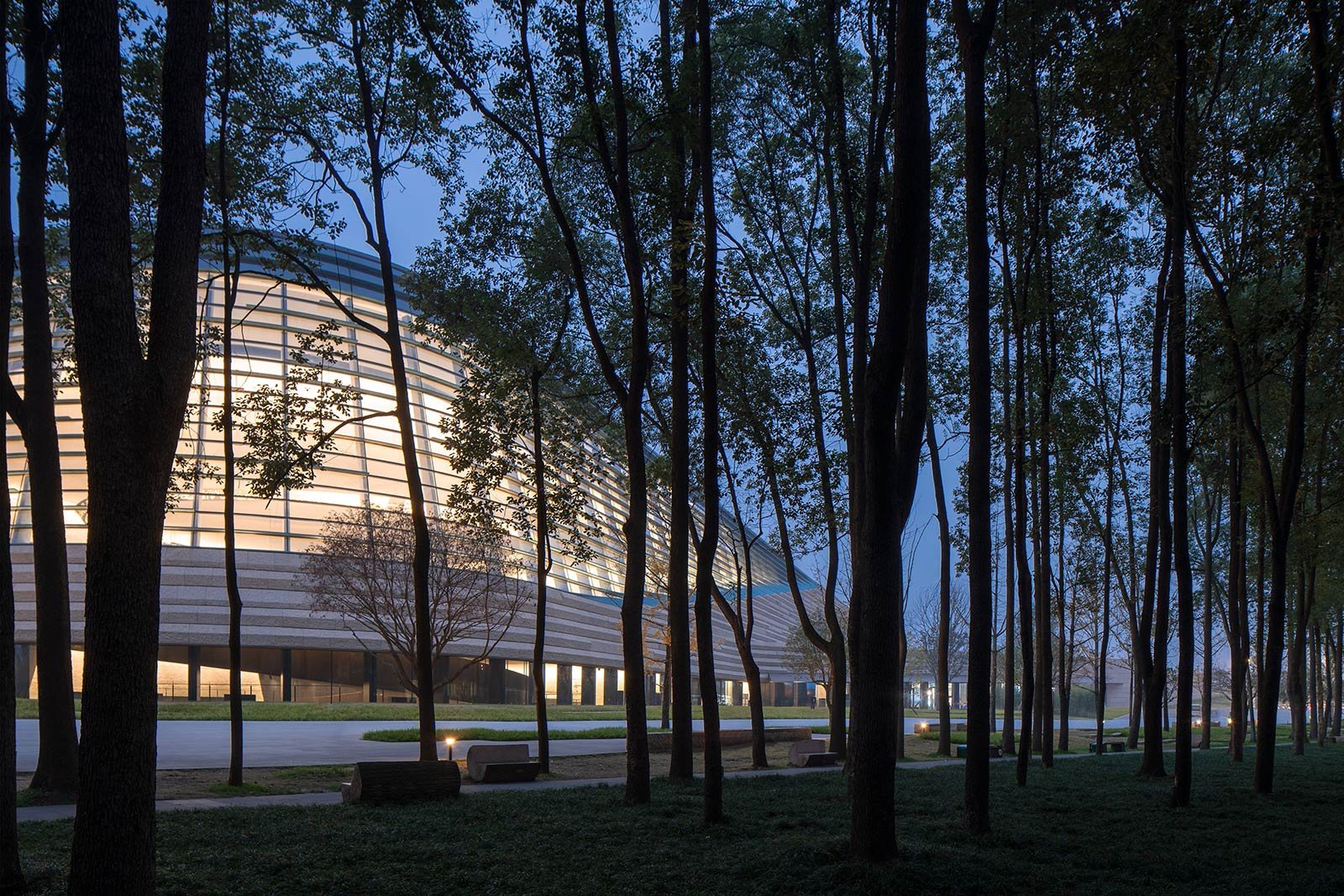 sanxingdui museum dusk landscape architecture facade