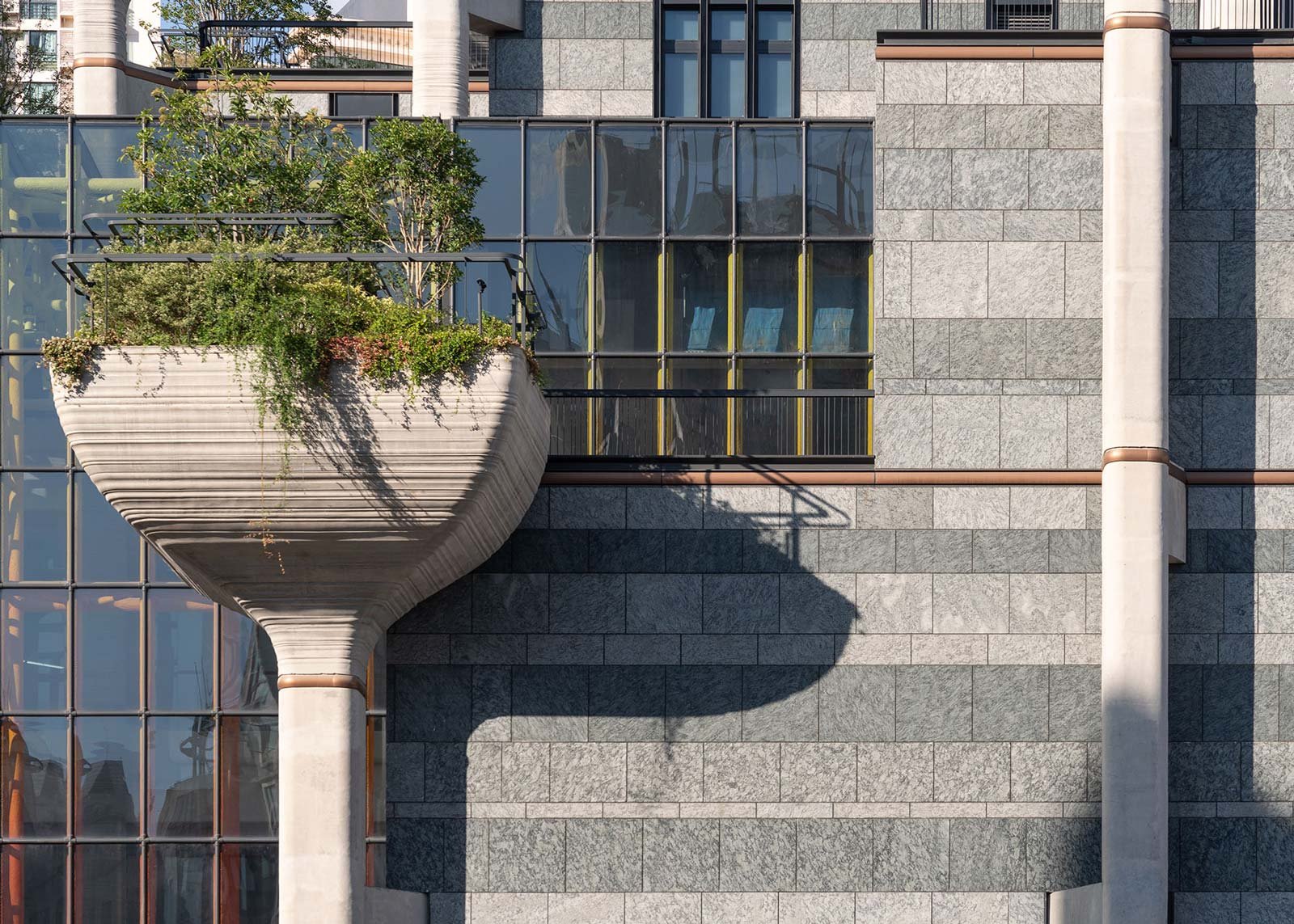tian an 1000 trees shanghai stone facade column detail