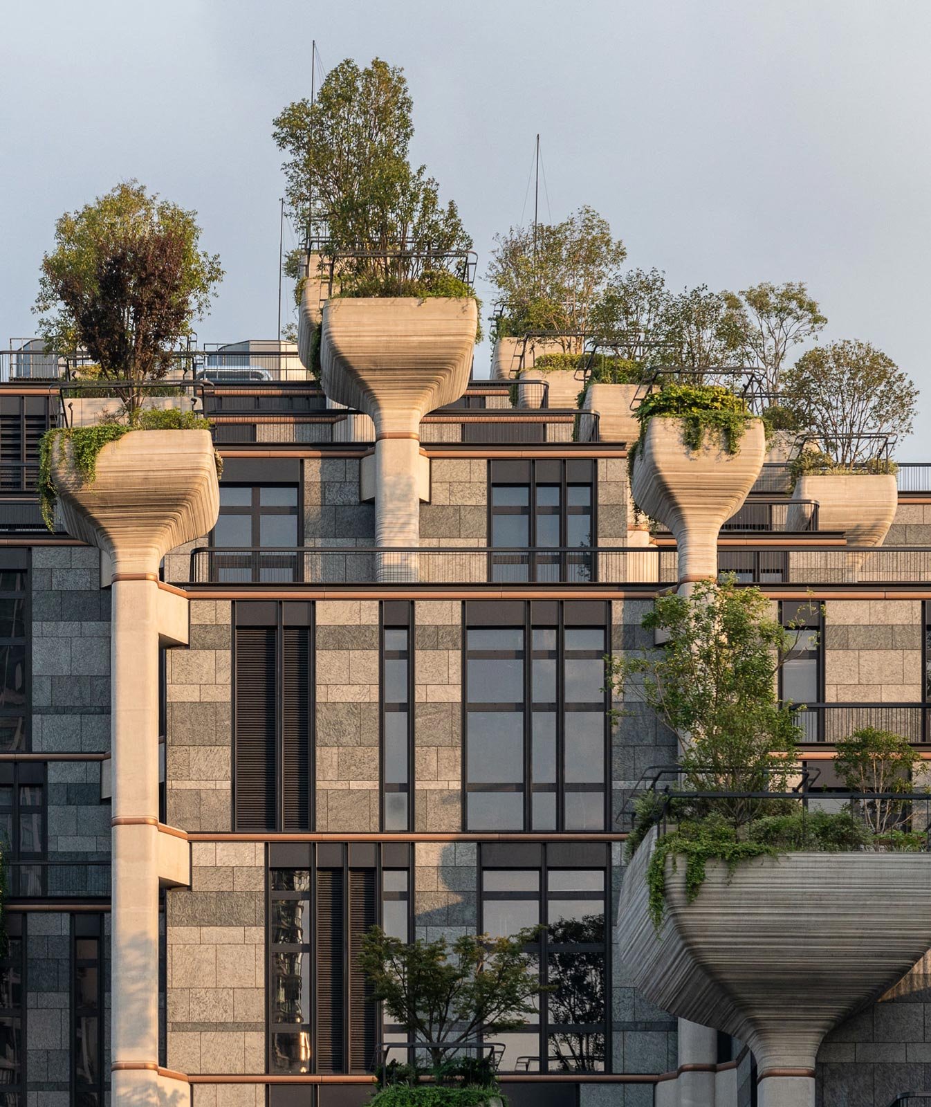 1000 trees heatherwick studio tree column stone facade detail