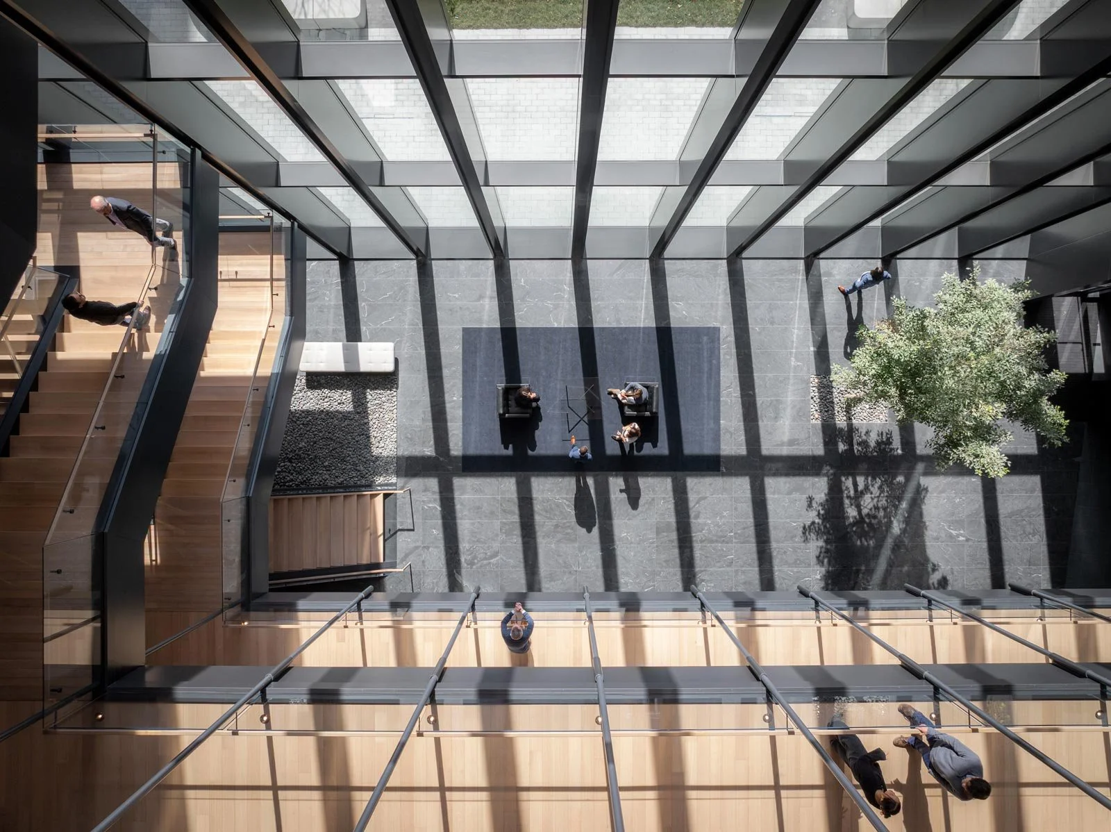 t rowe price hq, t rowe baltimore, t rowe price lobby, t rowe price feature stair, t rowe price kpf, kpf baltimore, kpf t rowe, t rowe interior