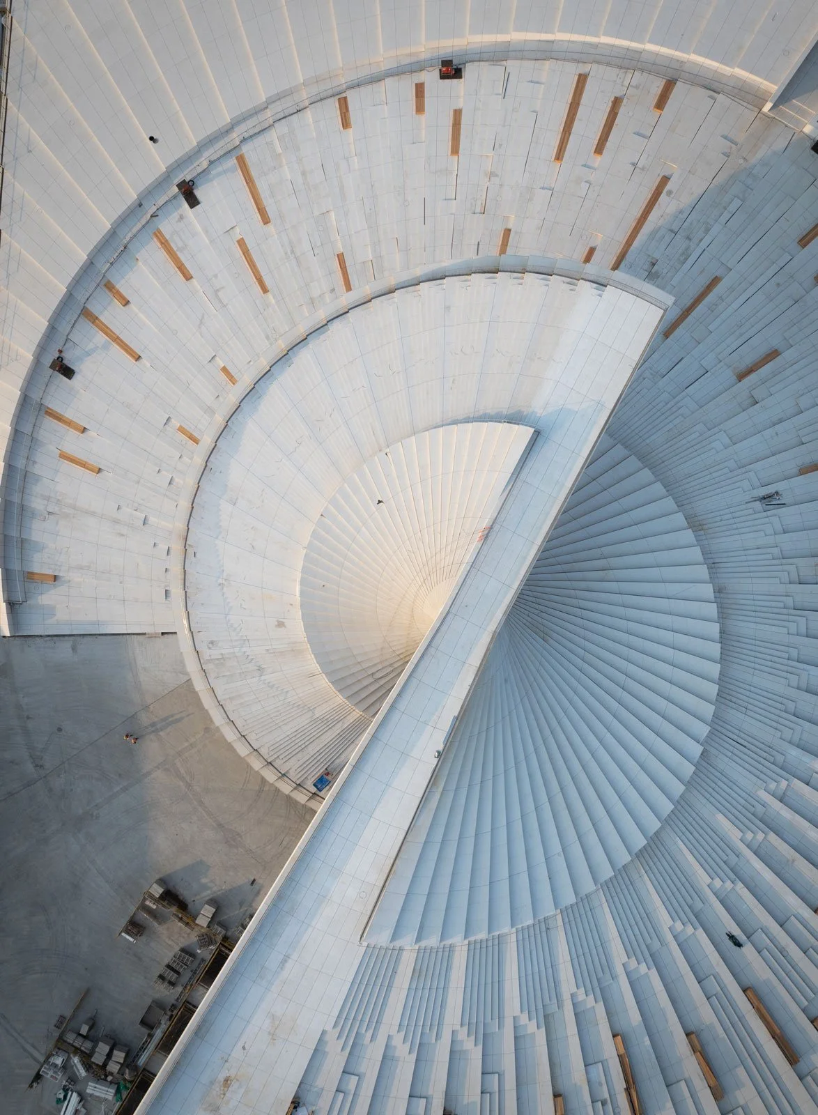 shanghai grand opera house, shanghai snohetta, snohetta opera house china, shanghai fan architecture, shanghai opera aerial