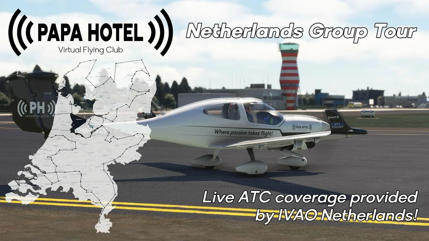 Join us online during our #VirtualFlyingClub #NetherlandsGroupTour! During 9 group flights, we&rsquo;ll be visiting ALL the GA airfields in the Netherlands. We&rsquo;ll have live #ATC provided by @ivaonl.