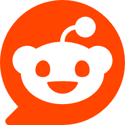 Reddit logo: stylized white alien head with antenna on orange background.