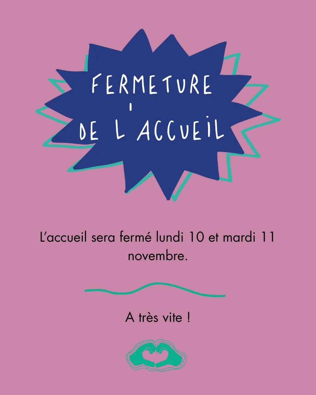 [FERMETURE ACCUEIL 10-11 NOV]
L'accueil sera ferm&eacute; pour le pont du 11 novembre. On sera de retour le mercredi 12 novembre comme d'habitude !
Merci de votre compr&eacute;hension et &agrave; tr&egrave;s bient&ocirc;t ☀🌊
