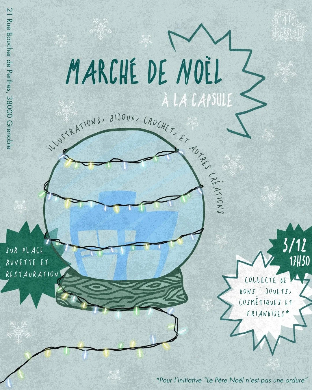 [MARCH&Eacute; DE NO&Euml;L DE LA CAPSULE]
La saison des march&eacute;s de No&euml;l commence ! 🎄Cap vous invite &agrave; son march&eacute; de cr&eacute;atrices et cr&eacute;ateurs &agrave; la Capsule ! Venez d&eacute;couvrir des artisan.es et artis