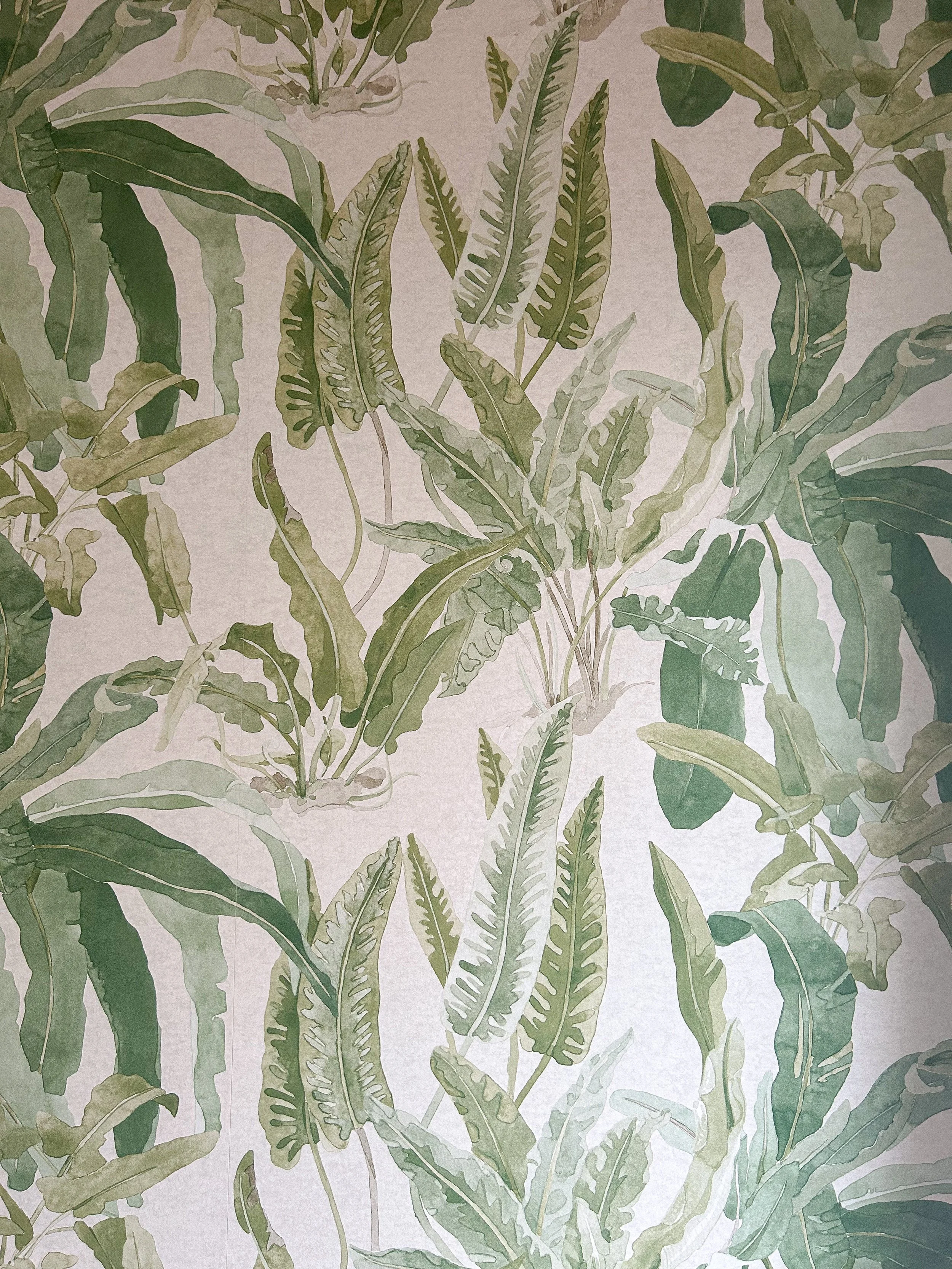 Pattern of various green tropical leaves on a light background.Residential interior design project in Scotland - Interior Designer Scotland - Interiors 