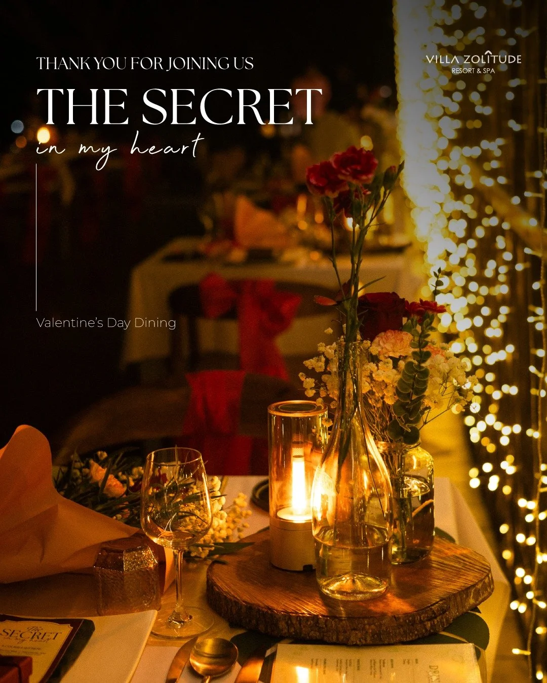 A Valentine&rsquo;s night to remember under the starlit canopy. ✨🌹

We were truly honored to host our distinguished guests for a night of culinary indulgence and romance. 

At Villa Zolitude, every moment is crafted with love, and we are grateful yo