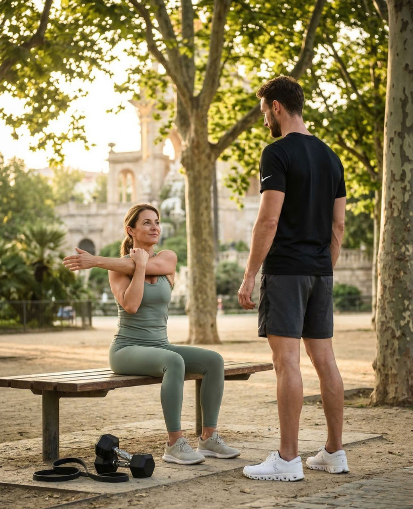 Ebylife trainer Martin training a client in Pedralbes.
