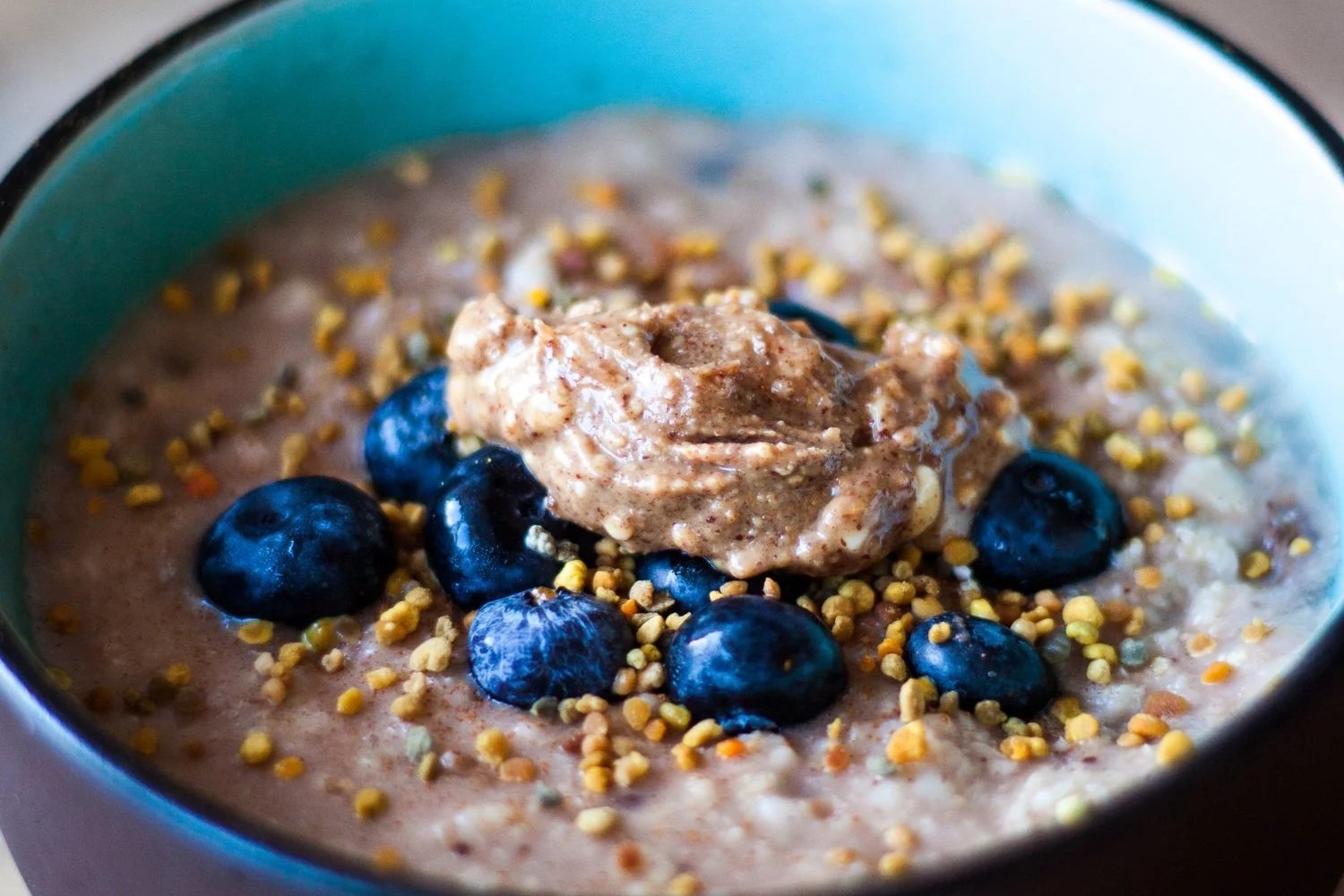 Oats with berries and peanut butter