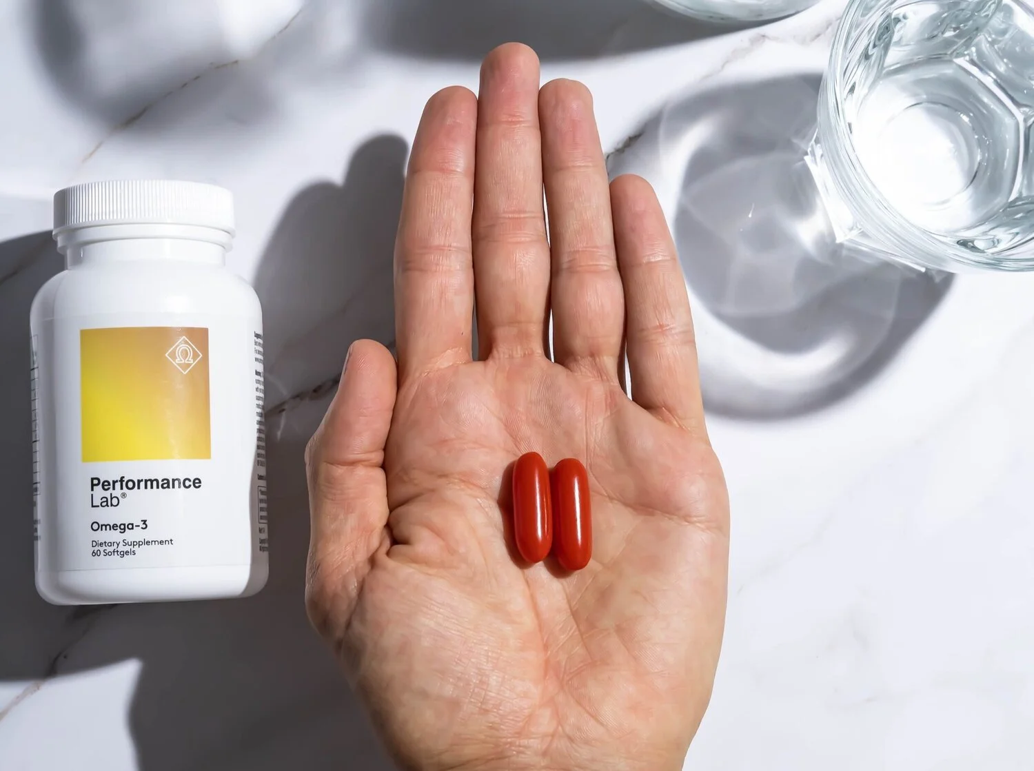 Previous Performance Lab Omega-3 formula with two softgels
