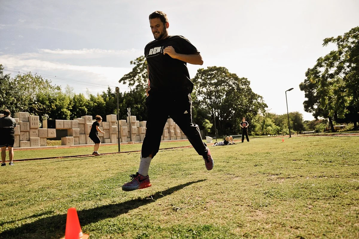 Teammates taking part in functional group training