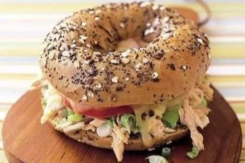 Tuna, cucumber and rocket bagel for post-workout nutrition