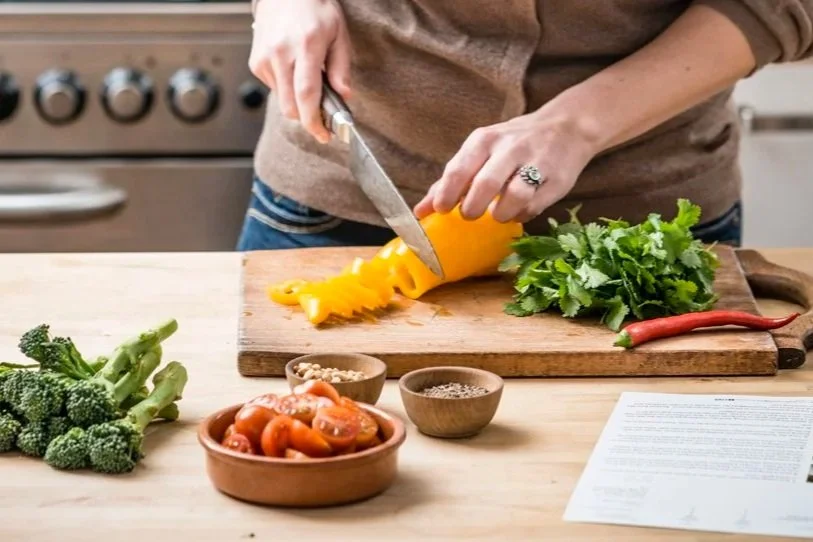 Preparing vegetables at home as part of a sustainable diet