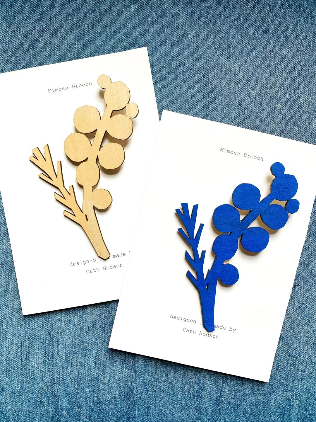 Large Wooden Mimosa Brooch