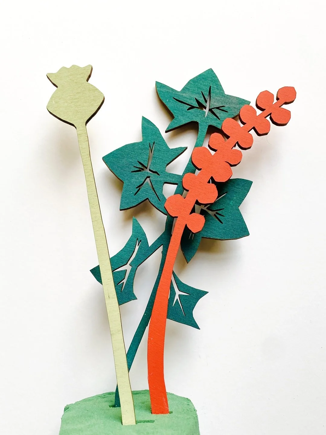 Christmas Posey: Set of 3 Wooden Flowers