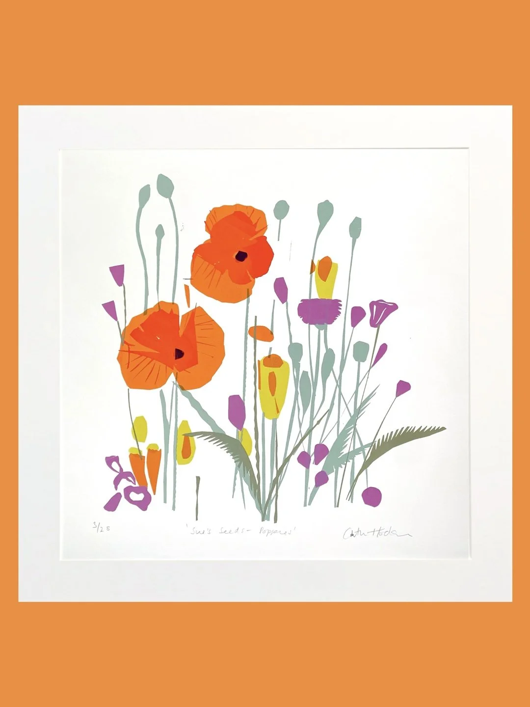 'Sue's Seeds - Poppies' Original Screen Print