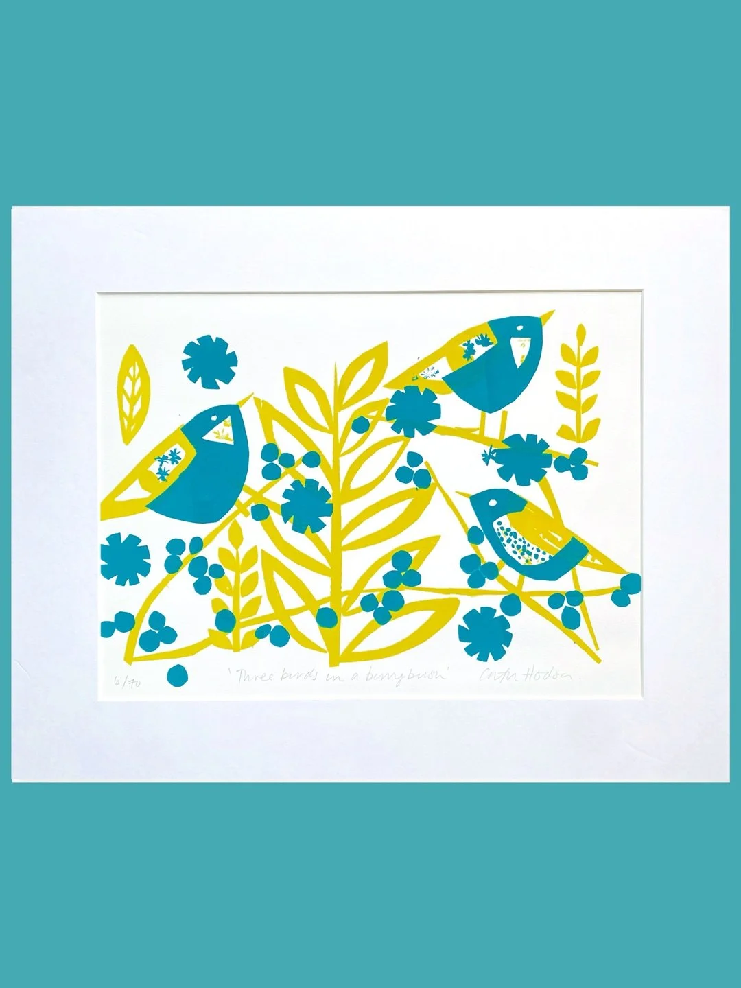 'Three Birds in a Berry Bush' Original Screen Print