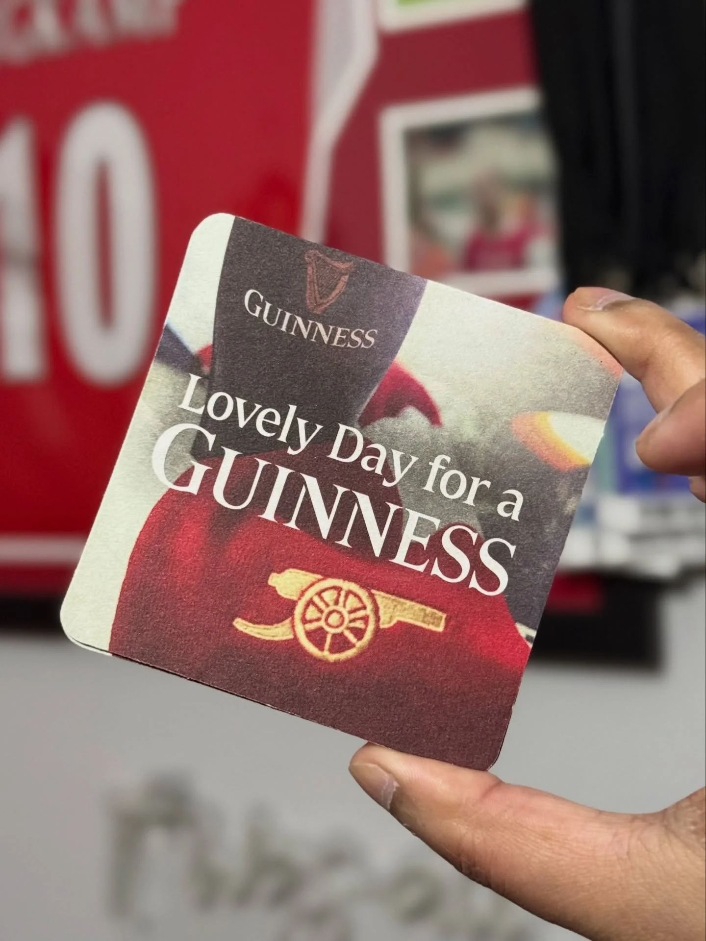 The beer mat + the shot 
.
.
Shot for @arsenal x @guinnessgb 
.
.
#arsenal #guinness #lowernorthbank