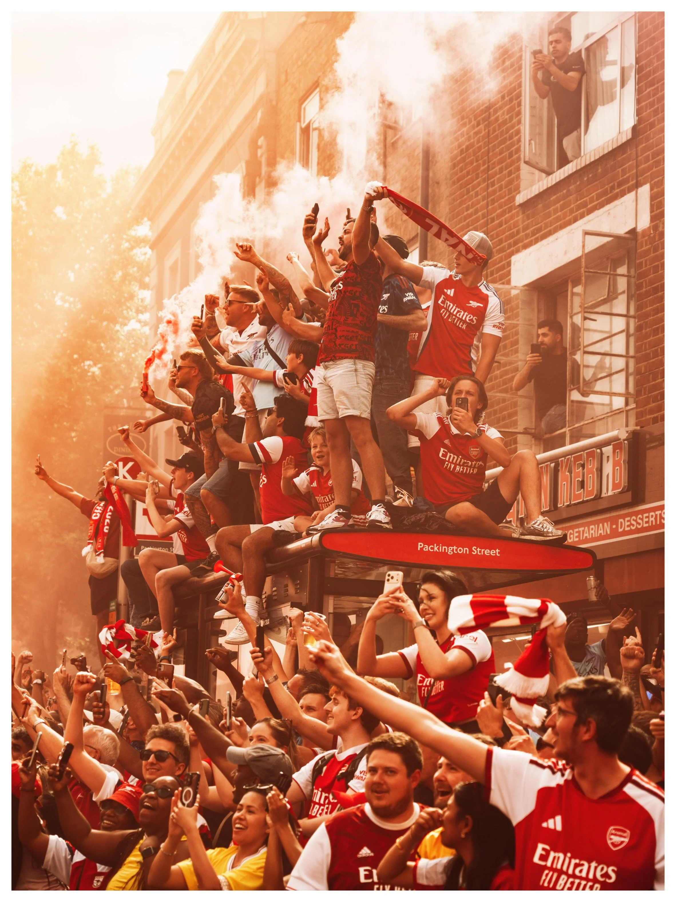 Packington Street bus stop standing strong on parade day 😤
.
.
Shot for @arsenal 
.
.
#arsenal #lowernorthbank